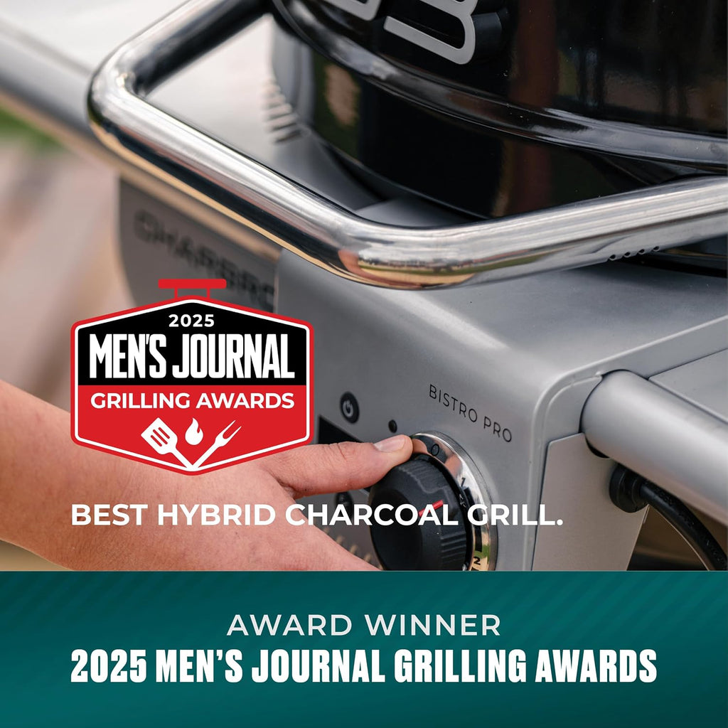 Charbroil 3-in-1 Dual Fuel Outdoor Bistro Pro Electric Grill & Griddle + Charcoal Mode BBQ, Black - 25302145
