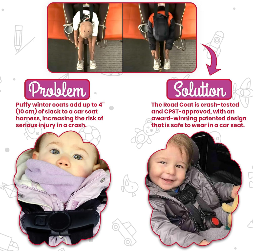 ONE KID The Road Coat Premium Snow Suit | Car Seat Safe Winter Jacket for Infants & Toddlers | Crash Tested, Easy In & Out