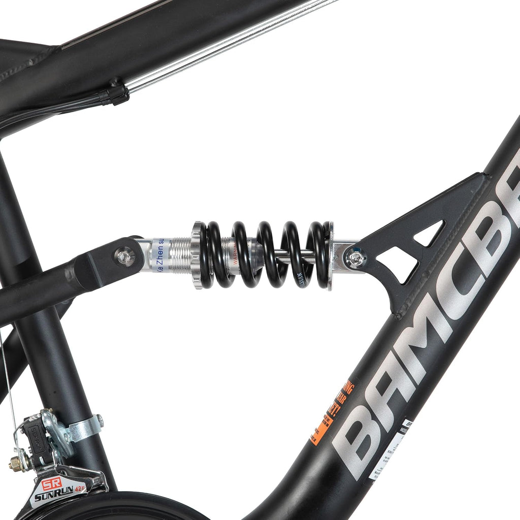 Hiland Full Suspension Mens Mountain Bike, 18 Speed, 26 Inch Wheel, Dual V Brake Bike for Men Womens Adult Bicycle