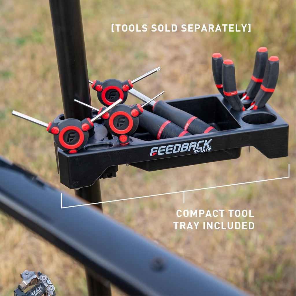 Feedback Sports | Sport-Mechanic Bicycle Repair Stand | Bicycle Workstand W/Tripod Base | Lightweight and Durable | Aluminum Steel Hybrid Construction | Black (Black, Sport Mechanic 2.0)