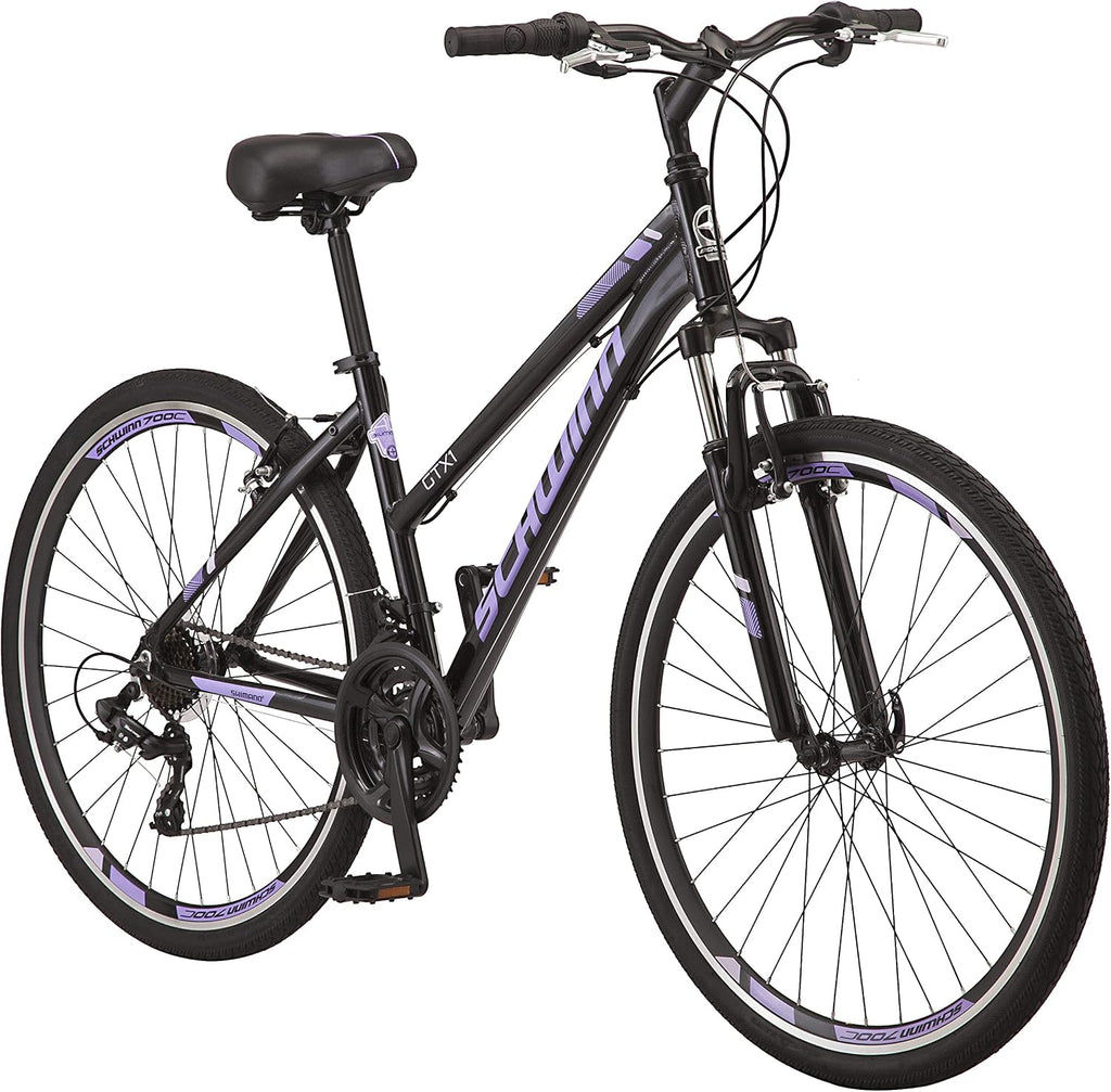 Schwinn GTX Comfort Adult Hybrid Bike, Men and Women, Dual Sport Bicycle, 700c Wheels, Step-Through or Step-Over Lightweight Aluminum Frame