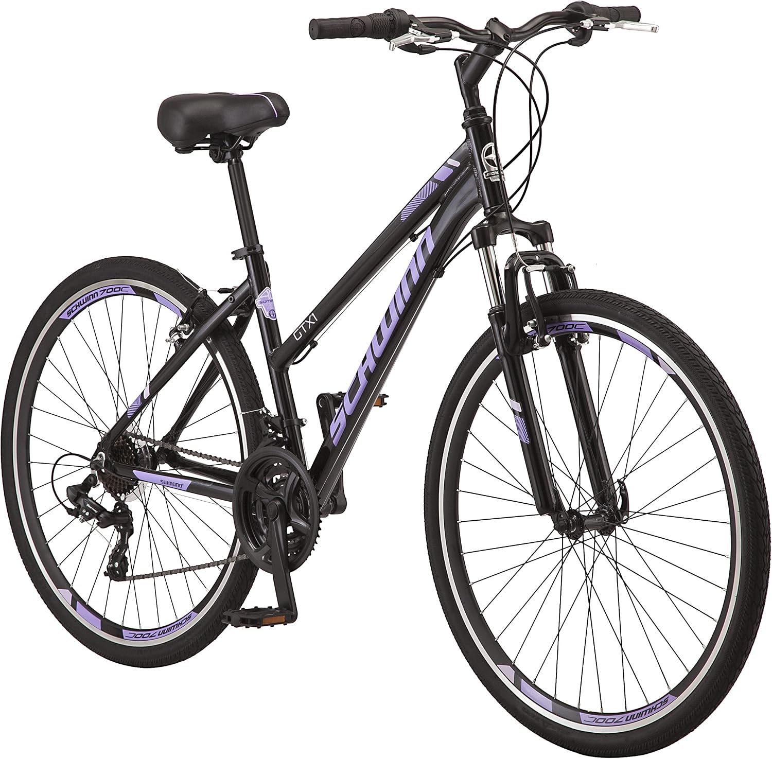 Schwinn GTX Comfort Adult Hybrid Bike, Men and Women, Dual Sport Bicycle, 700c Wheels, Step-Through or Step-Over Lightweight Aluminum Frame