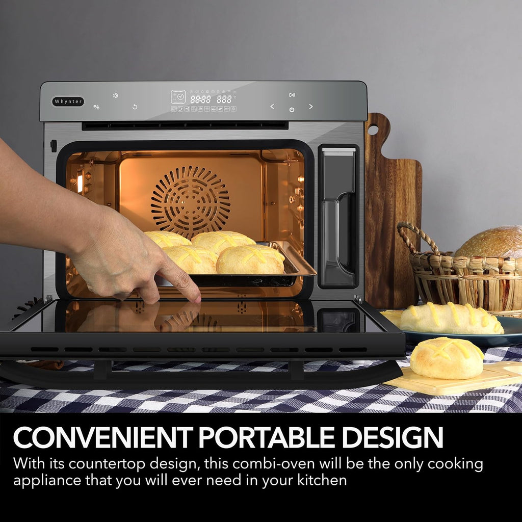 Whynter Multi-Function Convection Steam Oven, 40 Quart, Air Fryer, Dehydrator, Yogurt Maker, 1800W, Stainless Steel, LED Control, Tempered Glass Door