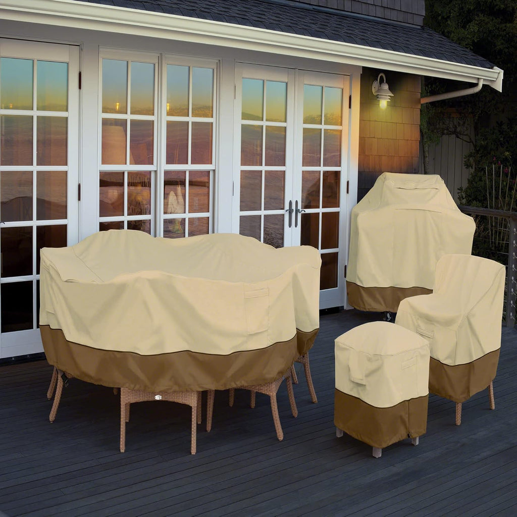 Classic Accessories Veranda Water-Resistant 64 Inch BBQ Grill Cover and 38 Inch Patio Lounge Chair Cover Bundle