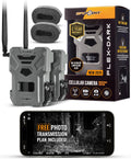 SPYPOINT Flex-Dark Twin Pack Cellular Trail Camera, 40MP Photos, 1080p Video + Sound, No-Glow Game Camera, Hunting Night Vision, Motion Activated,100ft Detection, No WiFi Needed Trail Cam