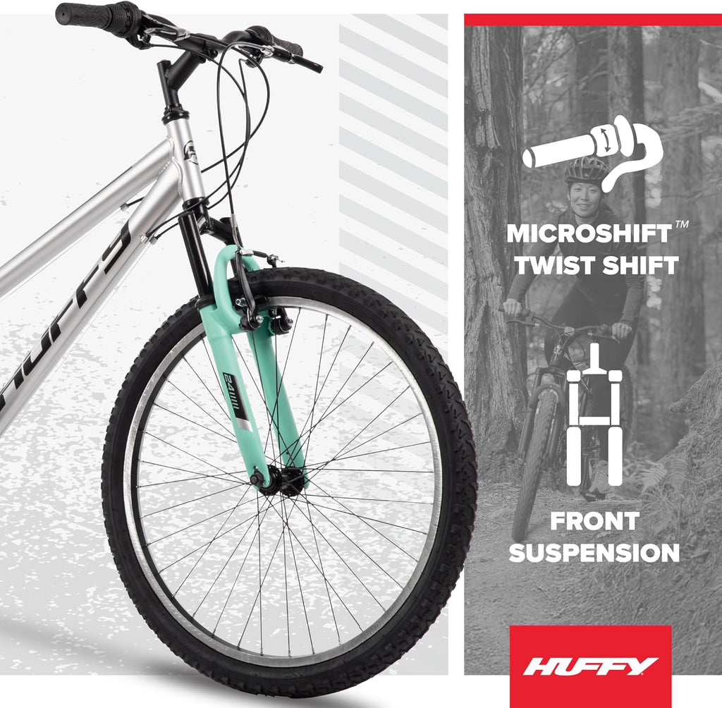 Huffy Stone Mountain Bike for Men and Women, 20'/24'/26', 6-Speed (20') or 21-Speed, Front or Dual Suspension (Varies), Multiple Colors, Adjustable Saddle, Shimano Equipped, All-Terrain Tires
