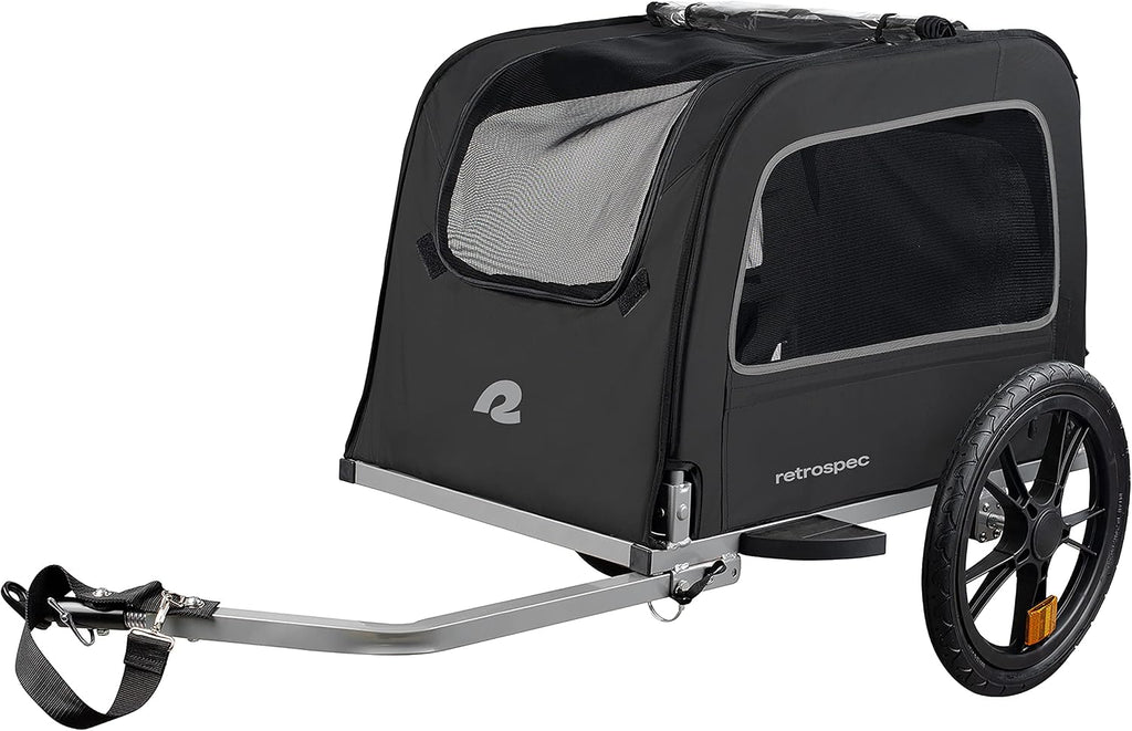 Retrospec Rover Waggin' Pet and Dog Bike Trailer with Weather-Resistant Canopy & Mesh Shield - Foldable Frame, 16in Wheels with Storage Pouch & Internal Safety Leash Supports up to 50 lbs