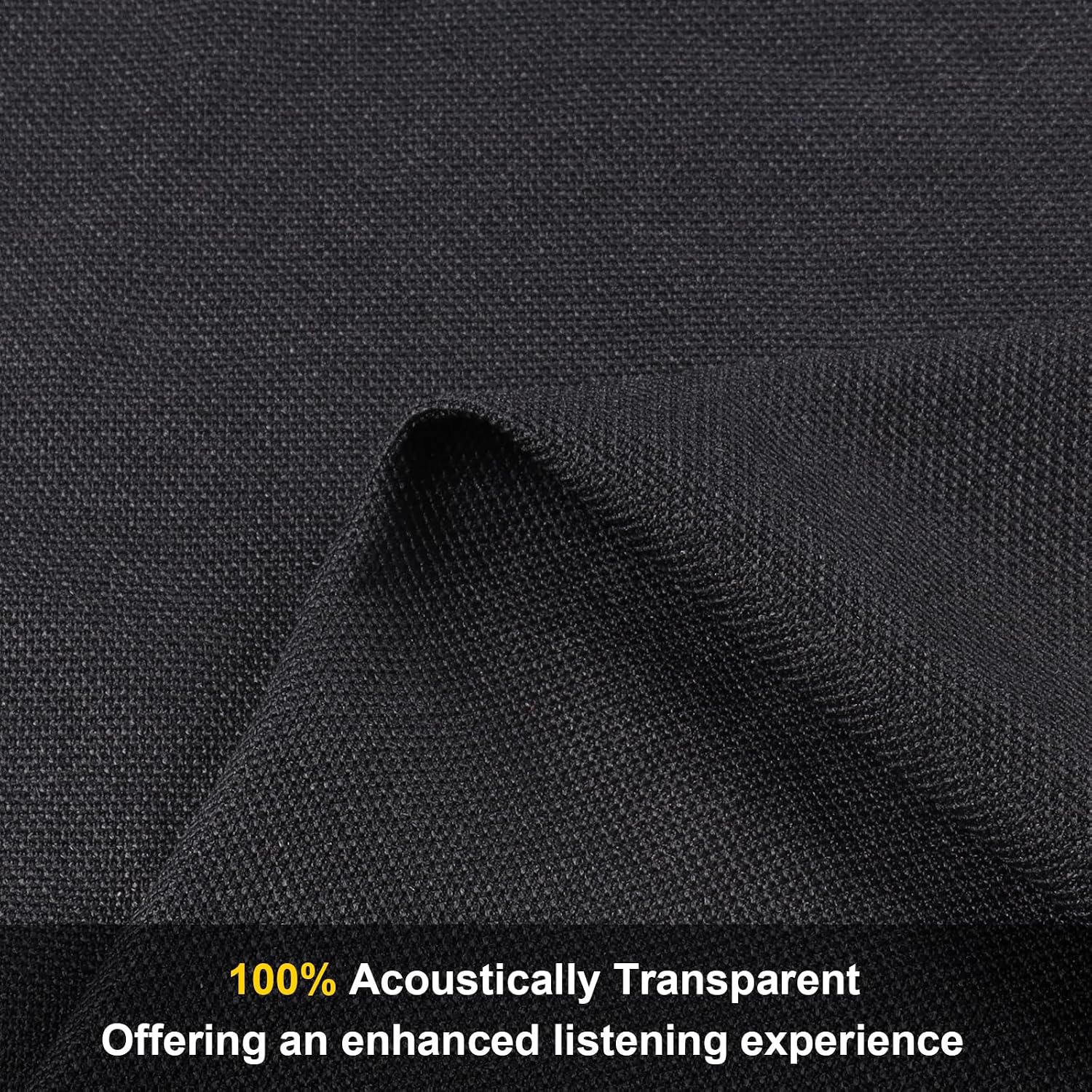 10yard Acoustic Mesh Fabric, Transparent Acoustic Grill Cloth, Breathable for Replacement Speaker Grill Cloth Furniture Upholstery DIY Projects Renovation Speaker Cabinets Black (360' x 54')