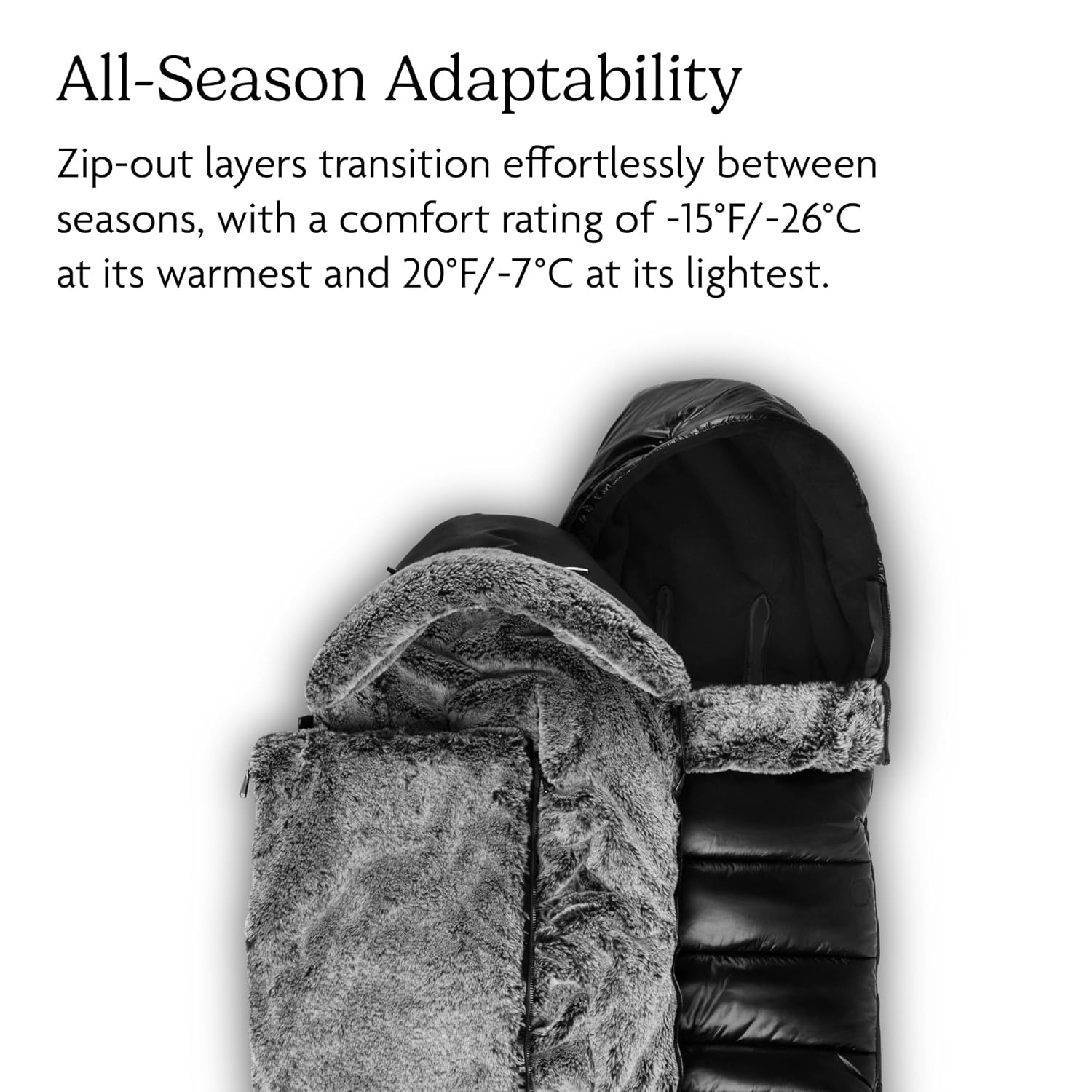 UPPAbaby CozyGanoosh Luxe 2-in-1 Footmuff - Fits Strollers + RumbleSeat – Ultra-Plush with Zip-Out Liner, All-Season Weatherproof Cover - Lyla (Onyx Nylon)