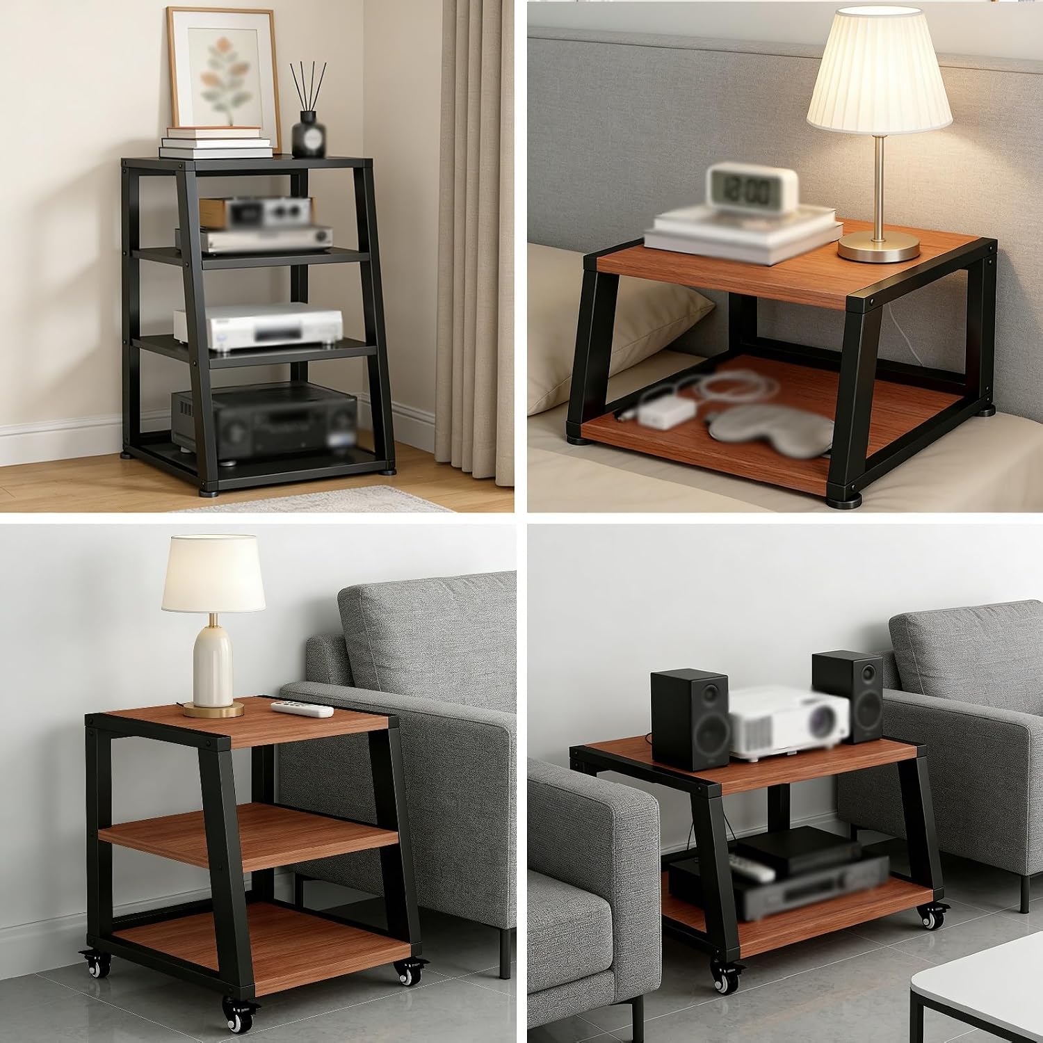 YLLFFLL Heavy Duty Stereo Rack System Cabinet with Casters, 2 3 4 5 Tier Audio Component Racks Tower Media Stereo Stand Equipment Shelf, Hi Fi Stands for Home(#2,2 Shelf)