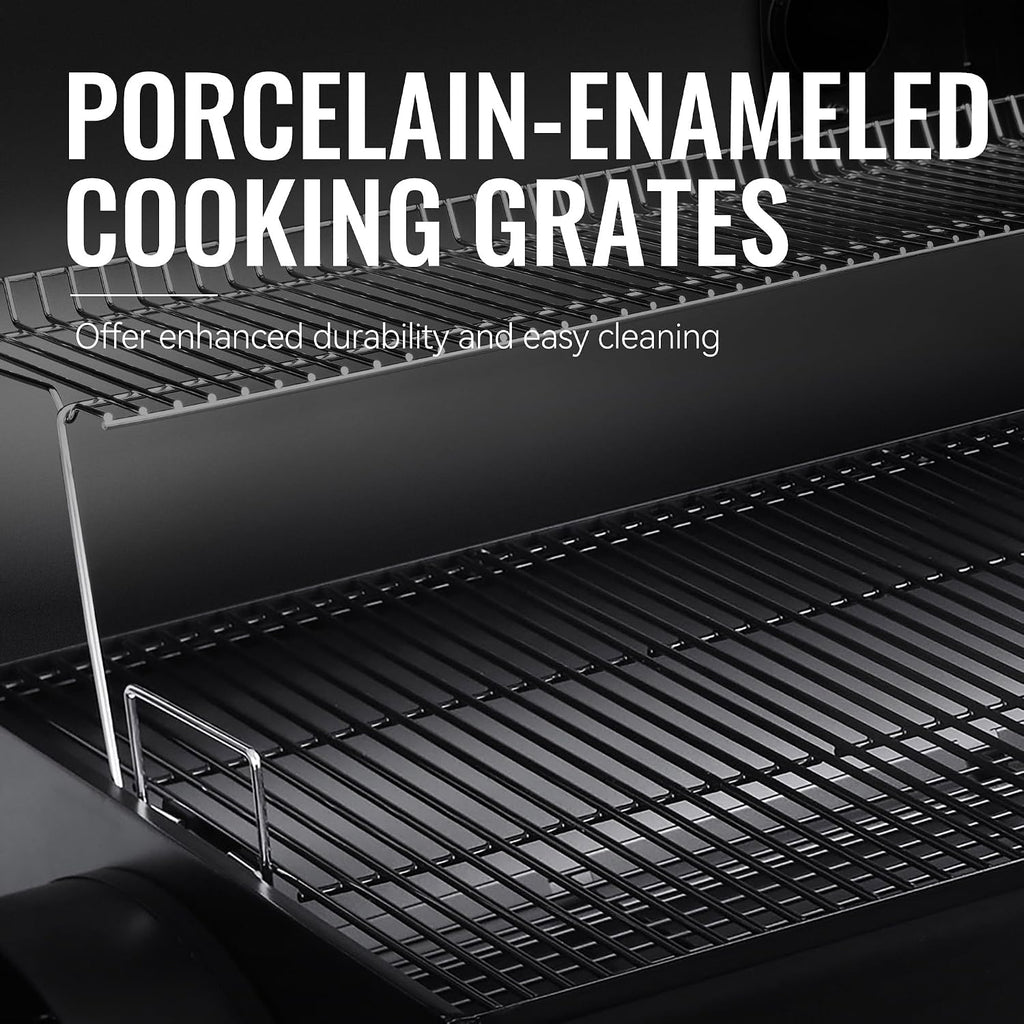 Royal Gourmet CC2036F Barrel Charcoal Grill with Offset Smoker, Outdoor BBQ Grill with 1200 Sq. In. Grilling Area for Large Event Gathering, Black