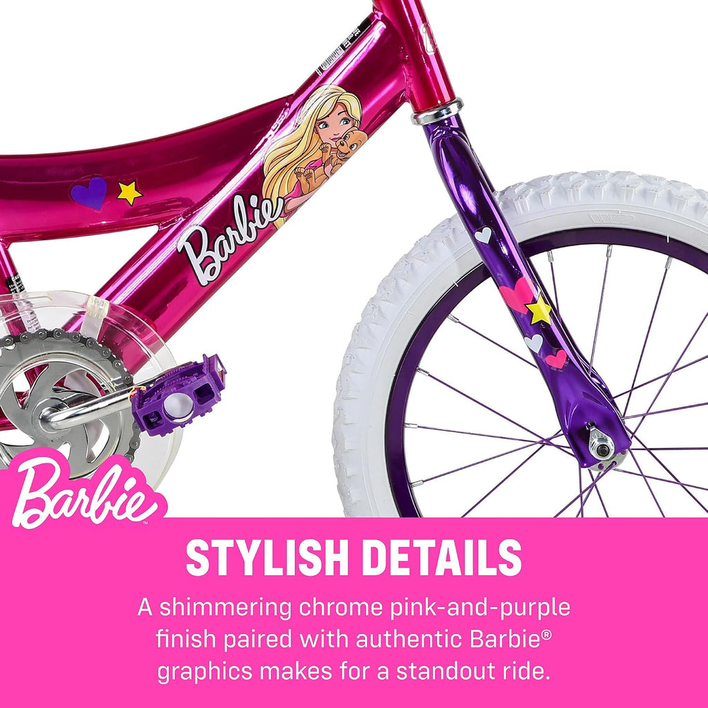 Dynacraft Barbie 12, 16, 18-inch Girls' Bike for Kids Ages 3-9 Years - Fun and Stylish Design, Sturdy and Durable, Perfect for Kids Learning to Ride, Easy to Assemble, Ideal for Young Riders