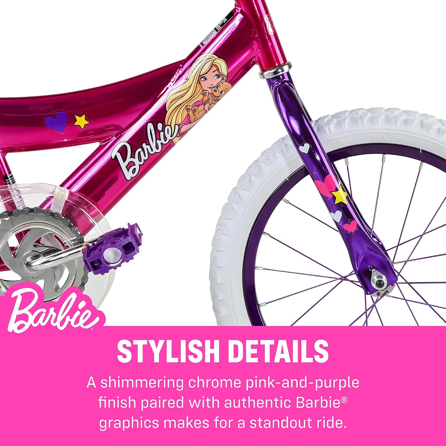 Dynacraft Barbie 12, 16, 18-inch Girls' Bike for Kids Ages 3-9 Years - Fun and Stylish Design, Sturdy and Durable, Perfect for Kids Learning to Ride, Easy to Assemble, Ideal for Young Riders