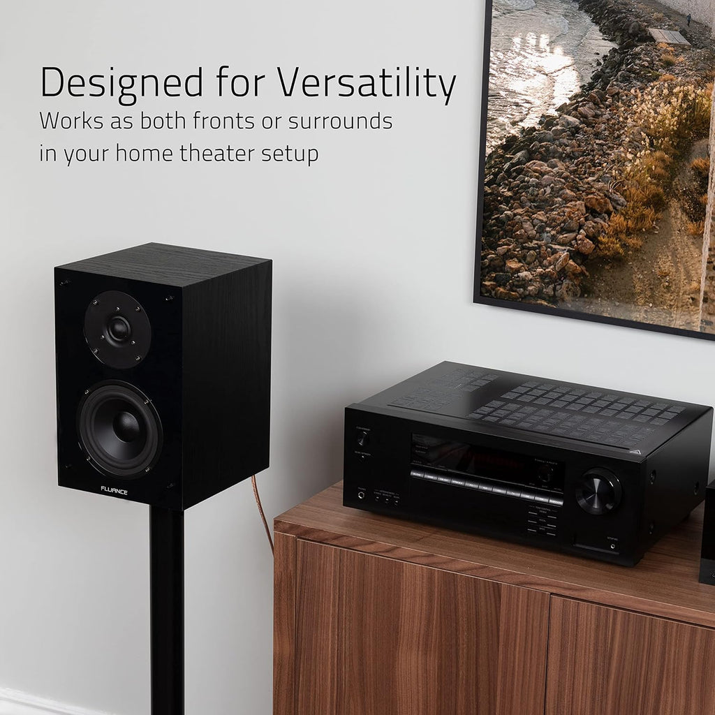 Fluance Elite High Definition 2-Way Bookshelf Surround Sound Speakers for 2-Channel Stereo Listening or Home Theater System - Natural Walnut/Pair (SX6W)