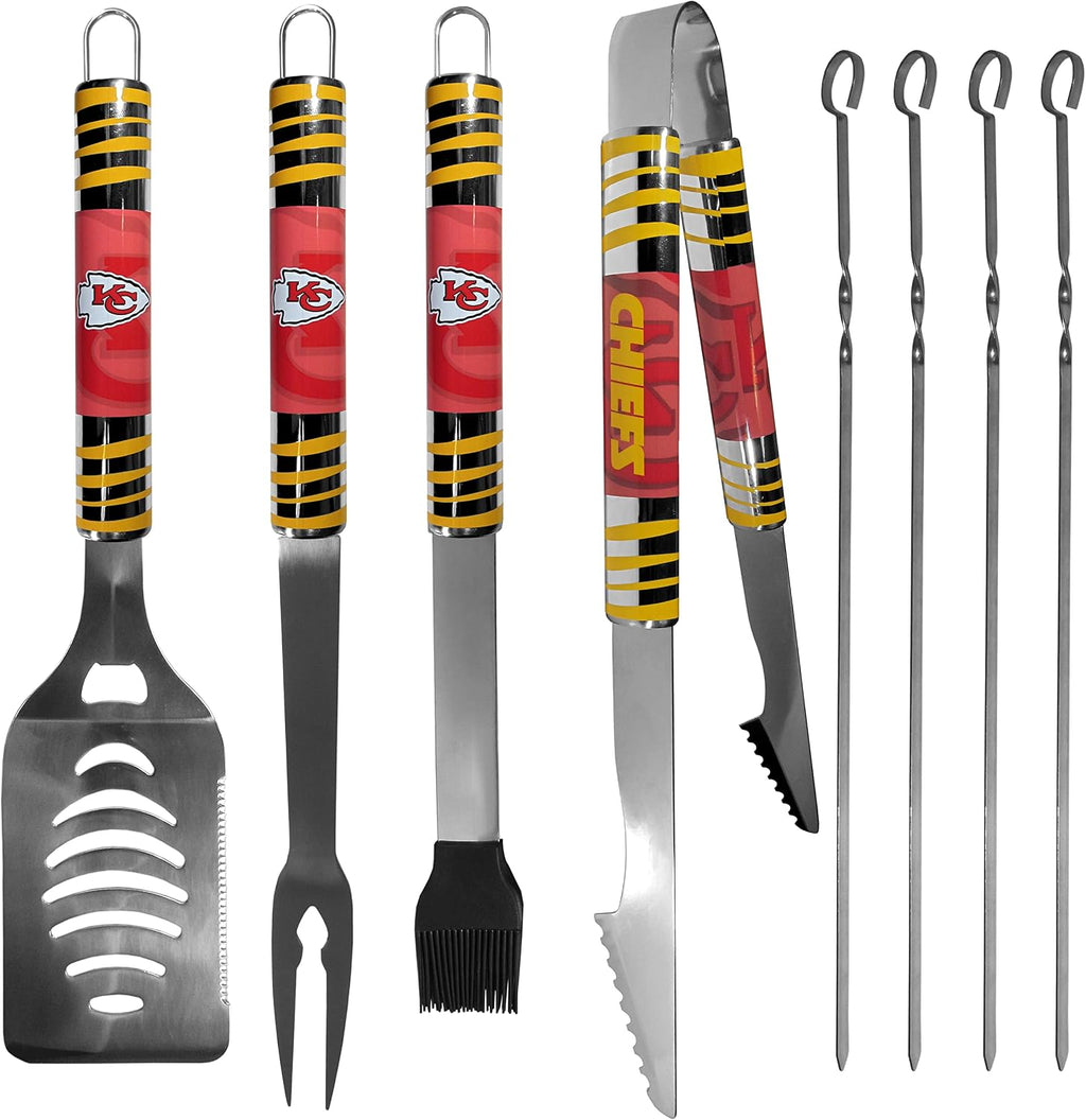 NFL Siskiyou Sports Fan Shop Kansas City Chiefs Steel Tailgater BBQ Set w/Case 8 piece Gray