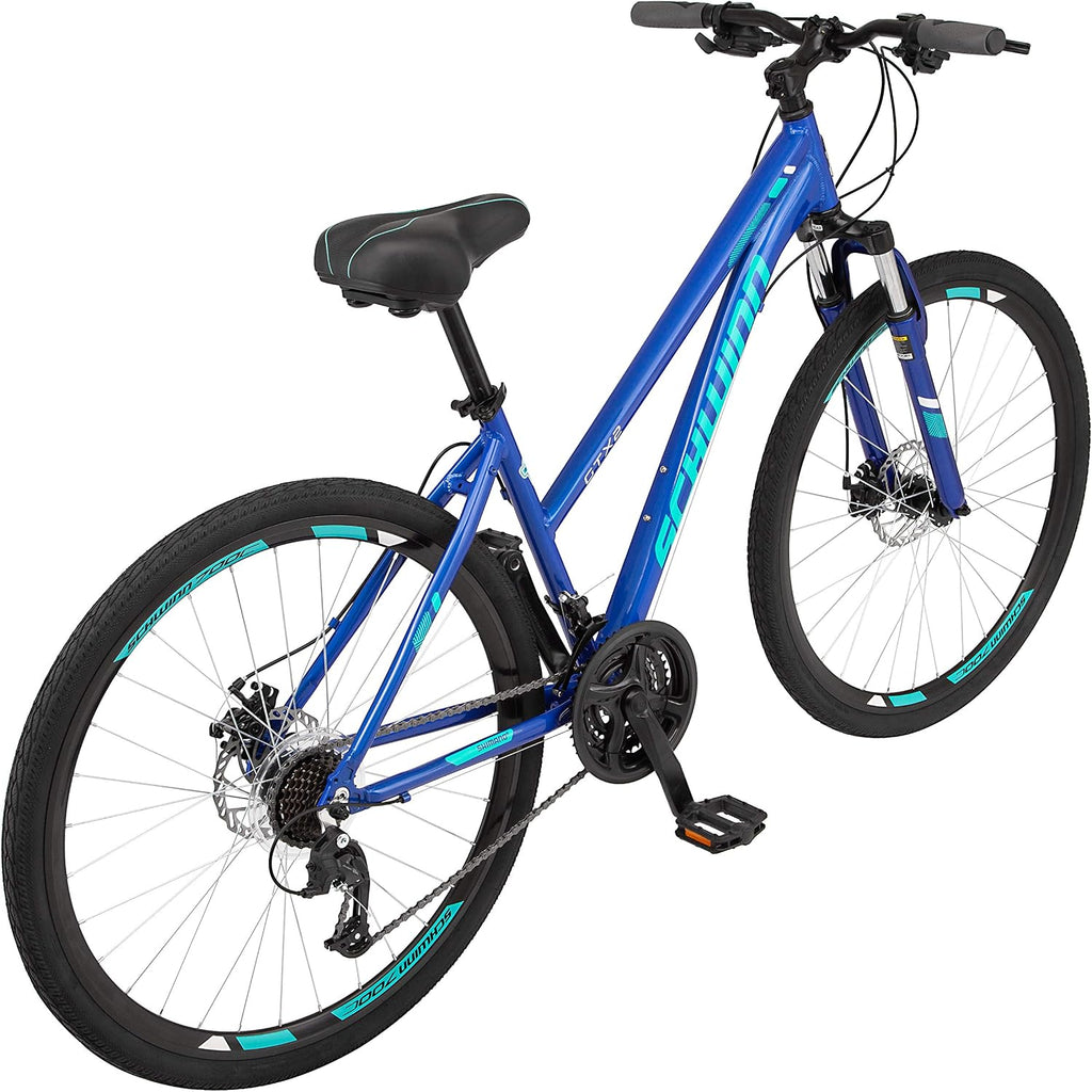 Schwinn GTX Comfort Adult Hybrid Bike, Men and Women, Dual Sport Bicycle, 700c Wheels, Step-Through or Step-Over Lightweight Aluminum Frame