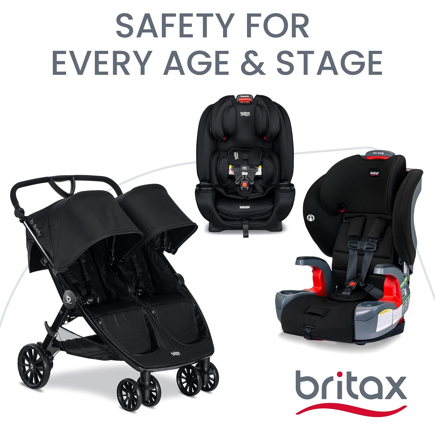 Britax Willow Brook Travel System, Car Seat Stroller Combo With Willow Infant Car Seat, Aspen Base, and Brook Stroller; ClickTight Technology, RightSize System and 4 Ways to Ride — Graphite Glacier