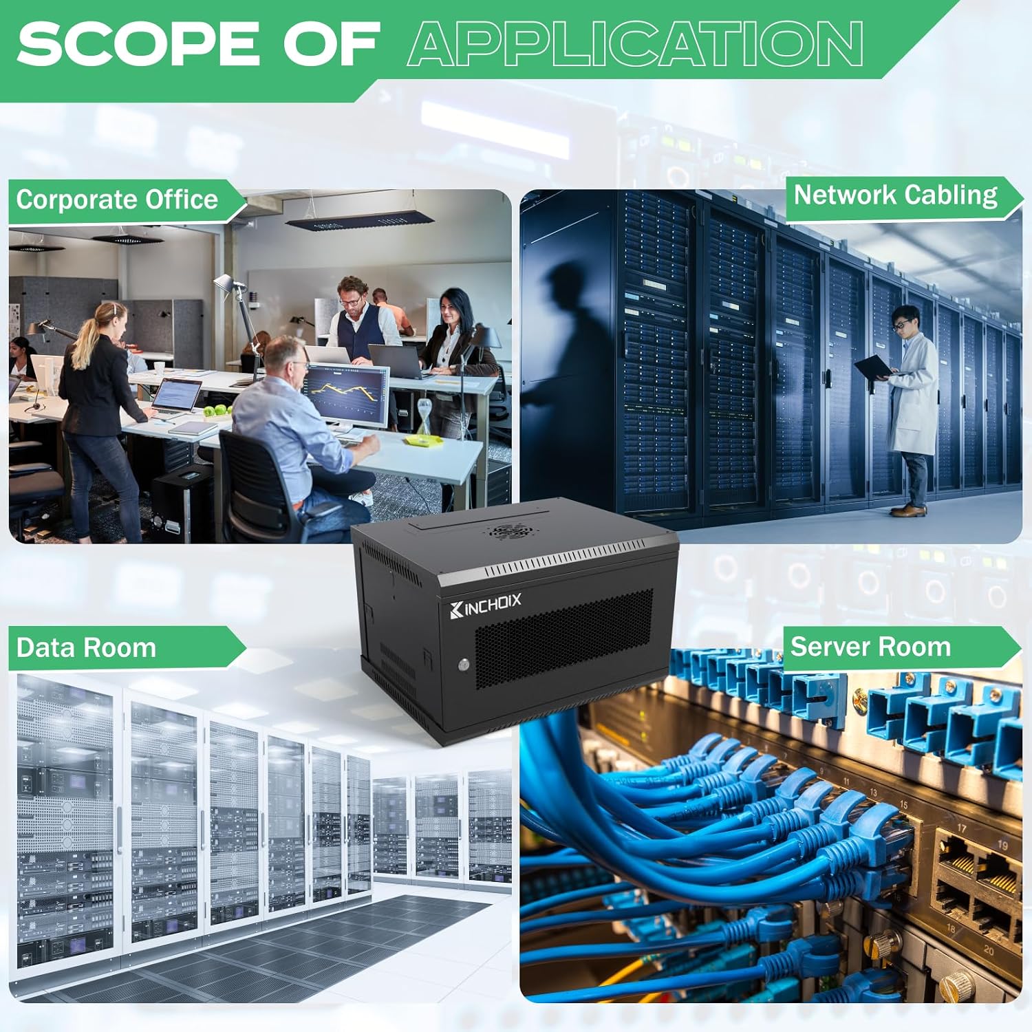 Wall Mount Network Server Cabinet 9U Network Rack Enclosure for Computer Routers Switches Networking Electronic Equipment, Removable Side Panels & Locks, 19.7in Depth