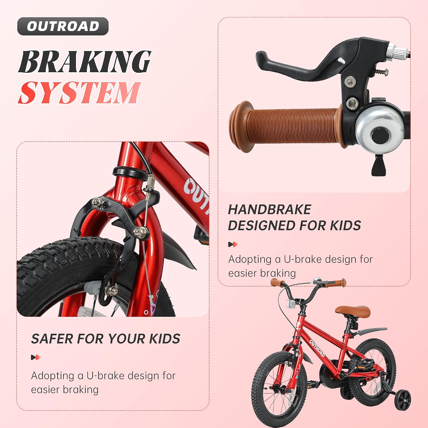 Betterland Folding Kids Bike,14/16/18 Inch Children Bicycle with Training Wheels and Dual Handbrakes Toddler Sport Bicycle for 3-9 Years Old Boys and Girls