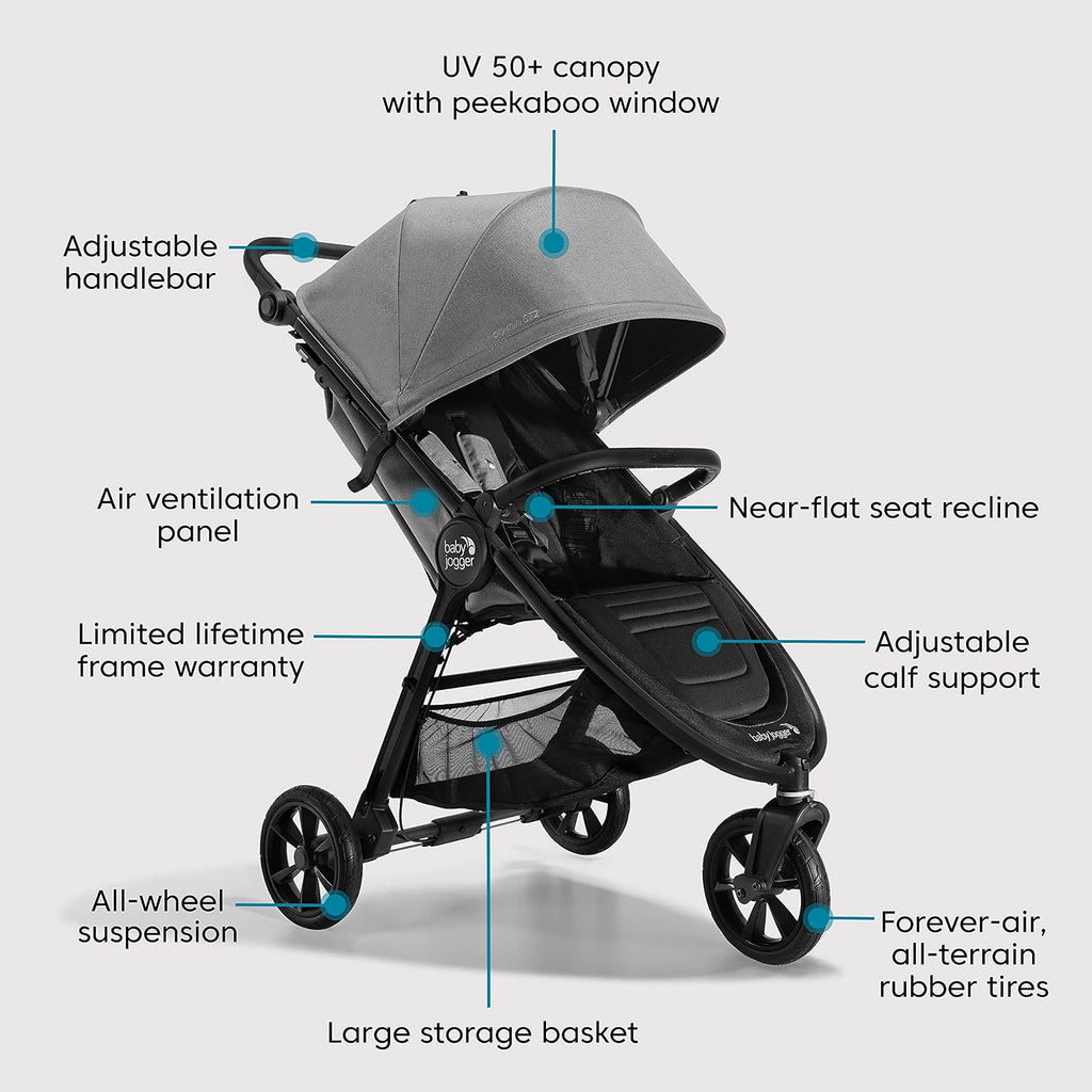Baby Jogger® City Mini GT2 All-Terrain Travel System, Car Seat Stroller Combo with City GO 2 Infant Car Seat, One Hand Fold Baby Stroller, Amazon Exclusive Pike Fashion with Belly Bar
