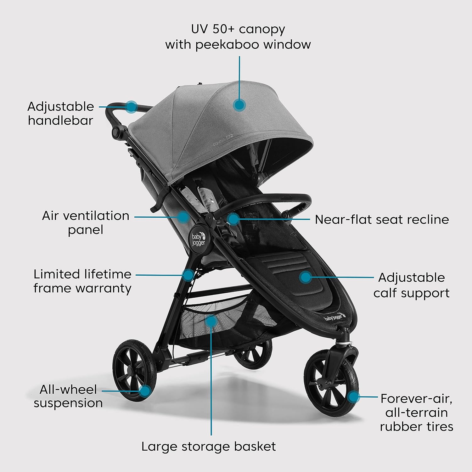 Baby Jogger® City Mini GT2 All-Terrain Travel System, Car Seat Stroller Combo with City GO 2 Infant Car Seat, One Hand Fold Baby Stroller, Amazon Exclusive Pike Fashion with Belly Bar