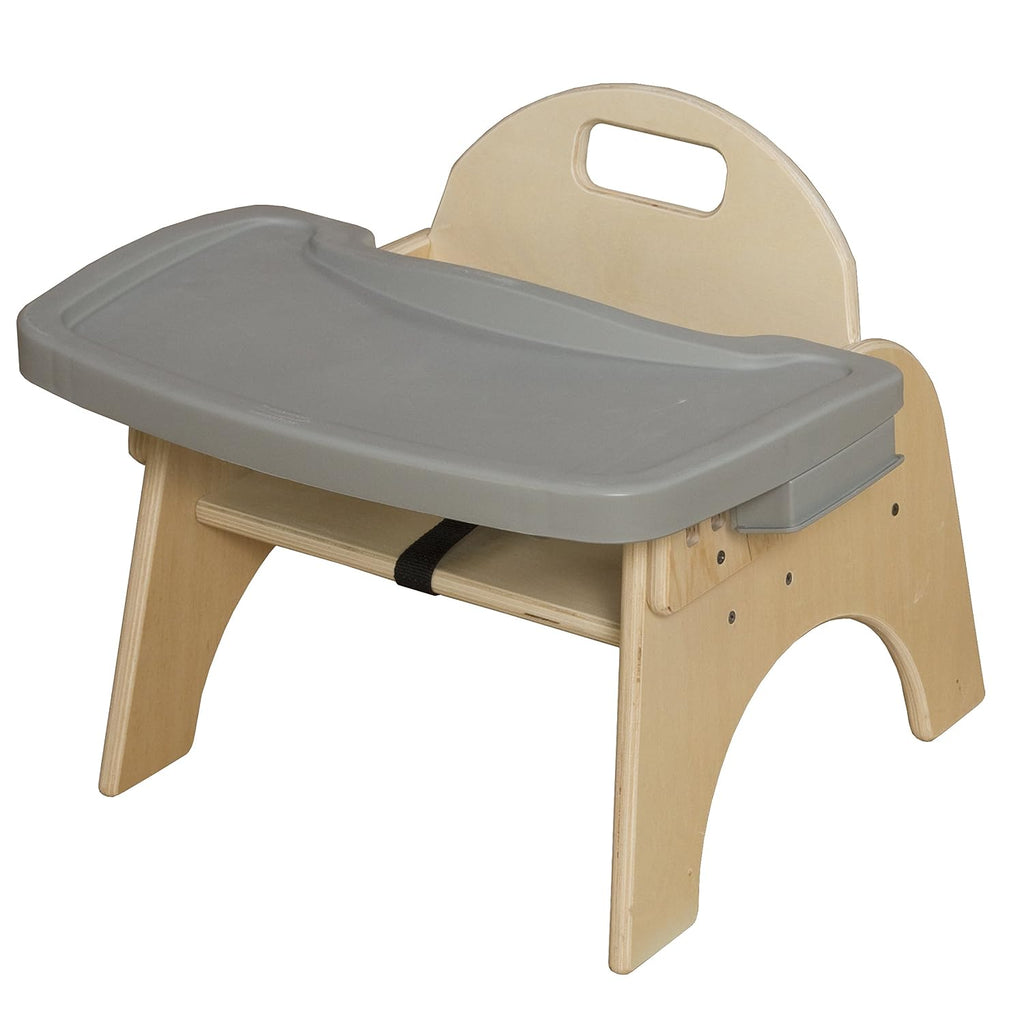 7' H Wooden Stackable Feeding Chair with Removable Tray and 3 Point Harness, Suitable for 12-18 Months Babies Dining & Studying Needs [Fully Assembled]