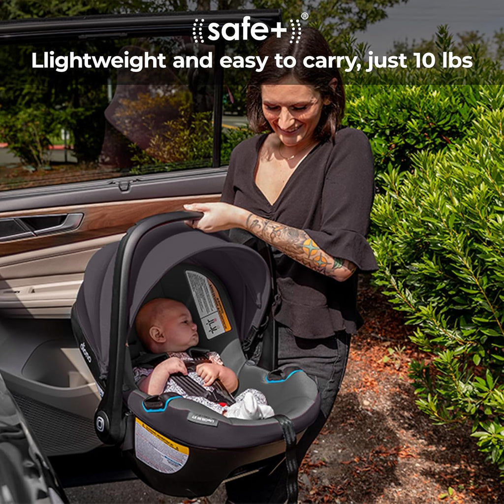 Diono LiteClik30 XT SafePlus Infant Car Seat and Base, Rear-Facing for Infants 4-30lbs, SafePlus Engineering, with Infant Insert, UPF 50+ Sunshade (Gray Glacier Frost)