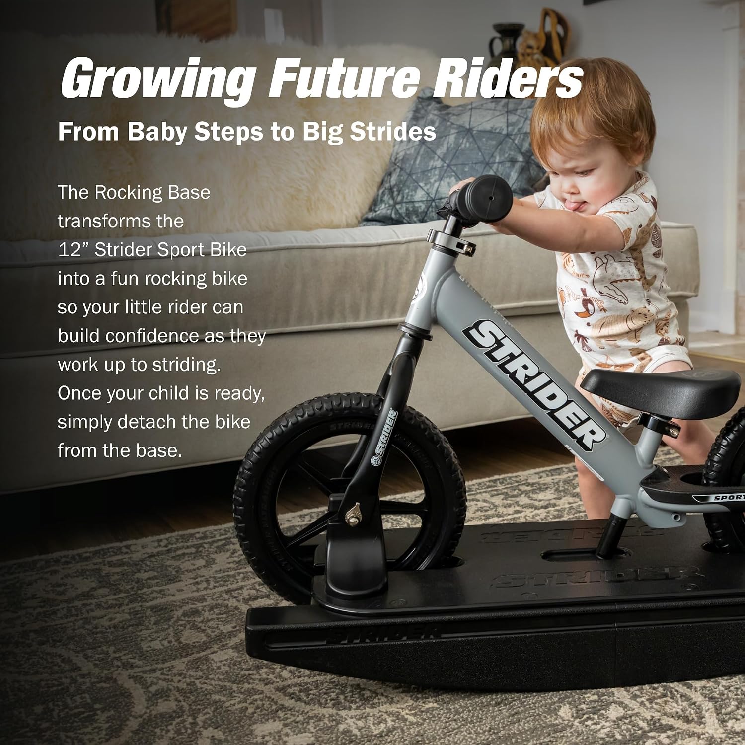 Strider Sport 2-in-1 Rocking Bike - Helps Teach Baby How to Ride a Balance Bicycle - for Kids 6 Months to 4 Years - Easy Assembly & Adjustments