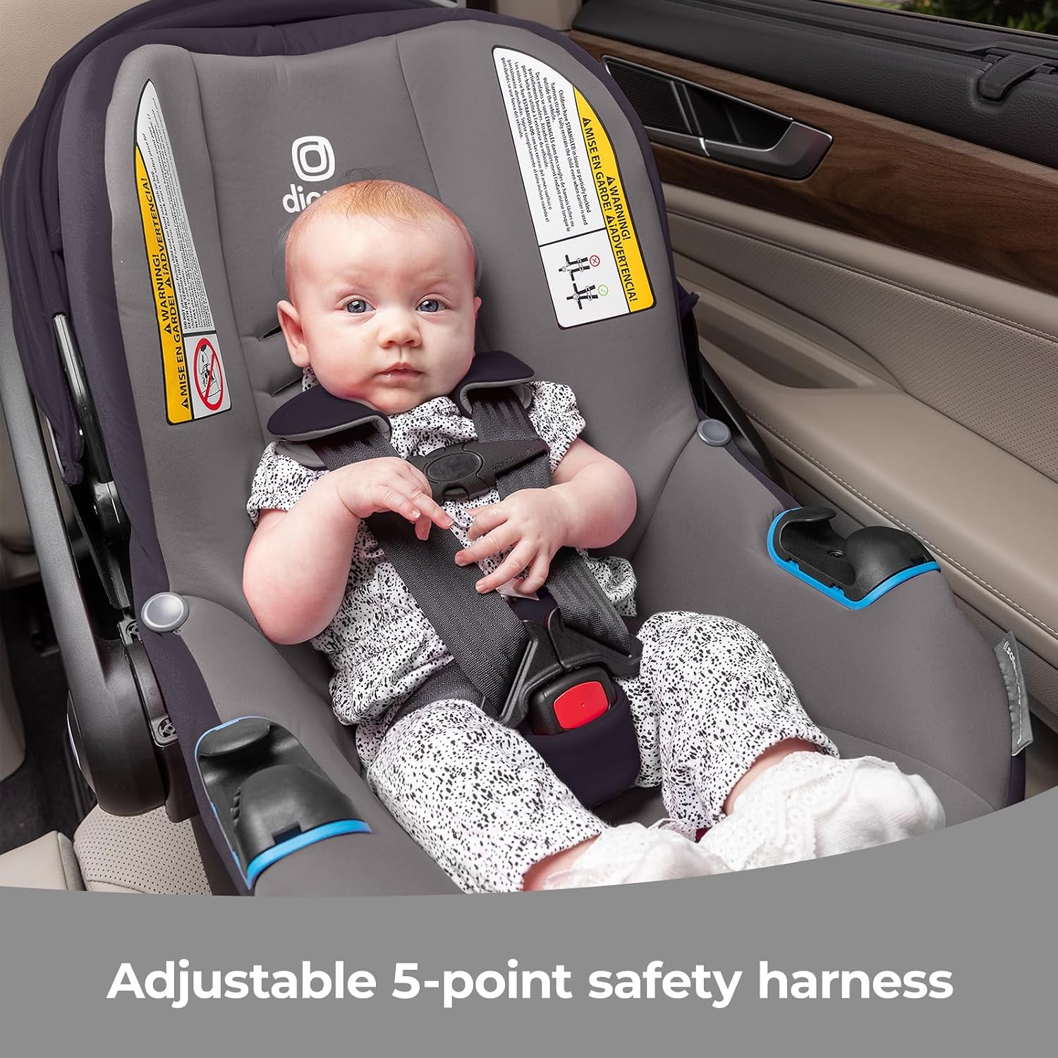 Diono LiteClik30 RXT SafePlus Infant Car Seat and Base, Rear-Facing for Infants 4-30lbs, SafePlus Engineering, with Infant Insert, UPF 50+ Sunshade (Gray Glacier Frost)