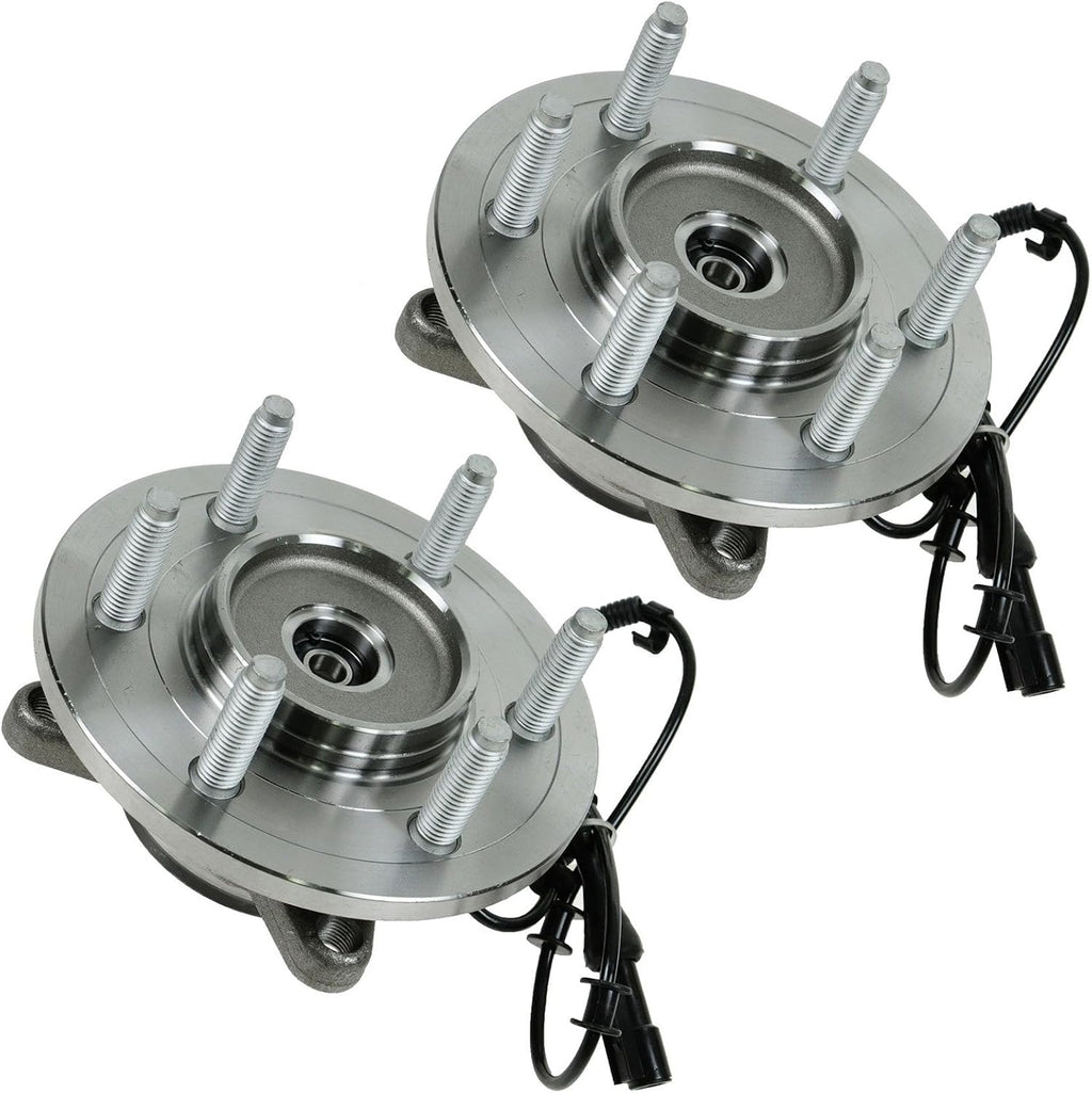 TRQ Front Wheel Bearing and Hub Assembly Set 2 Piece Compatible with 2004 Ford F-150 4 Wheel Drive 6 Lug Wheels 2005 F-150 4 Wheel Drive to 11/28/04 Production Date 6 Lug Wheels
