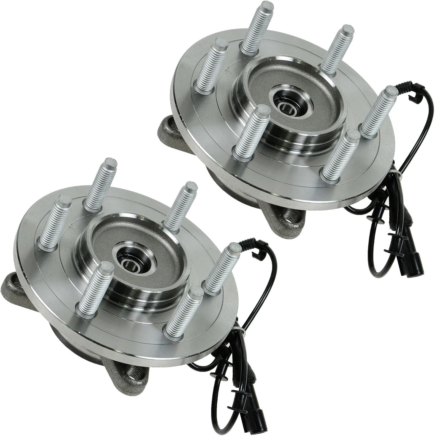 TRQ Front Wheel Bearing and Hub Assembly Set 2 Piece Compatible with 2004 Ford F-150 4 Wheel Drive 6 Lug Wheels 2005 F-150 4 Wheel Drive to 11/28/04 Production Date 6 Lug Wheels