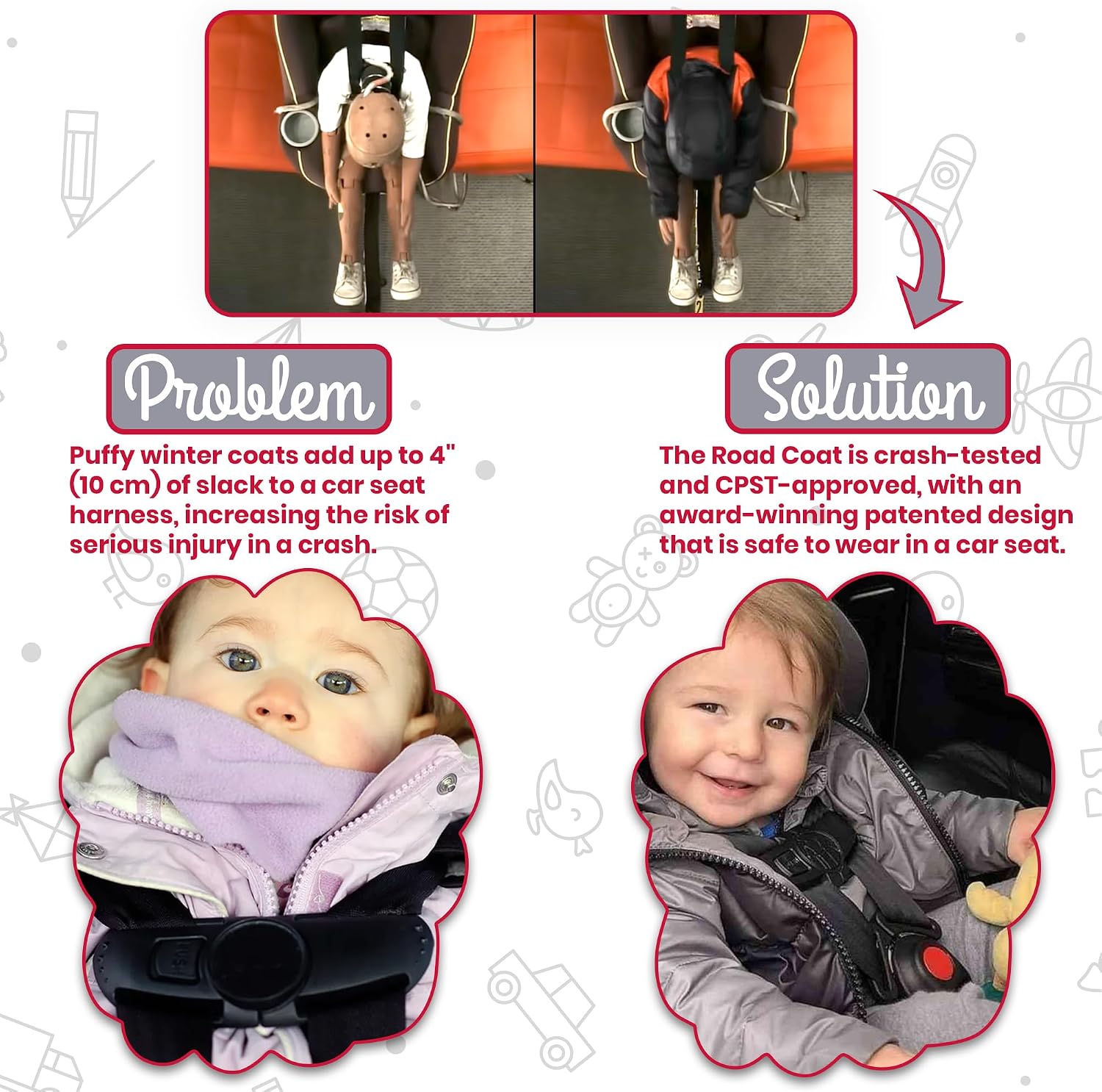 ONE KID The Road Coat Premium Snow Suit | Car Seat Safe Winter Jacket for Infants & Toddlers | Crash Tested, Easy In & Out