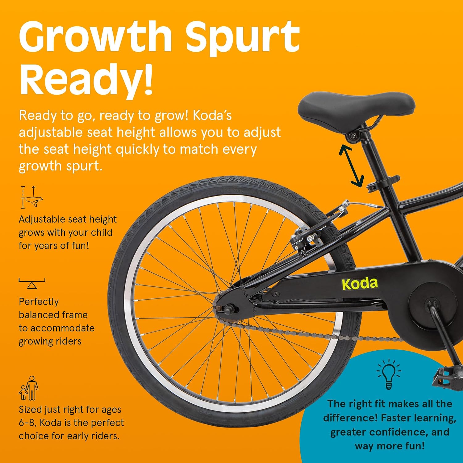 Retrospec Koda Plus Kids Bike for Boys & Girls Ages 6-8 Years - Children's Bicycle, Adjustable Seat & Handlebars
