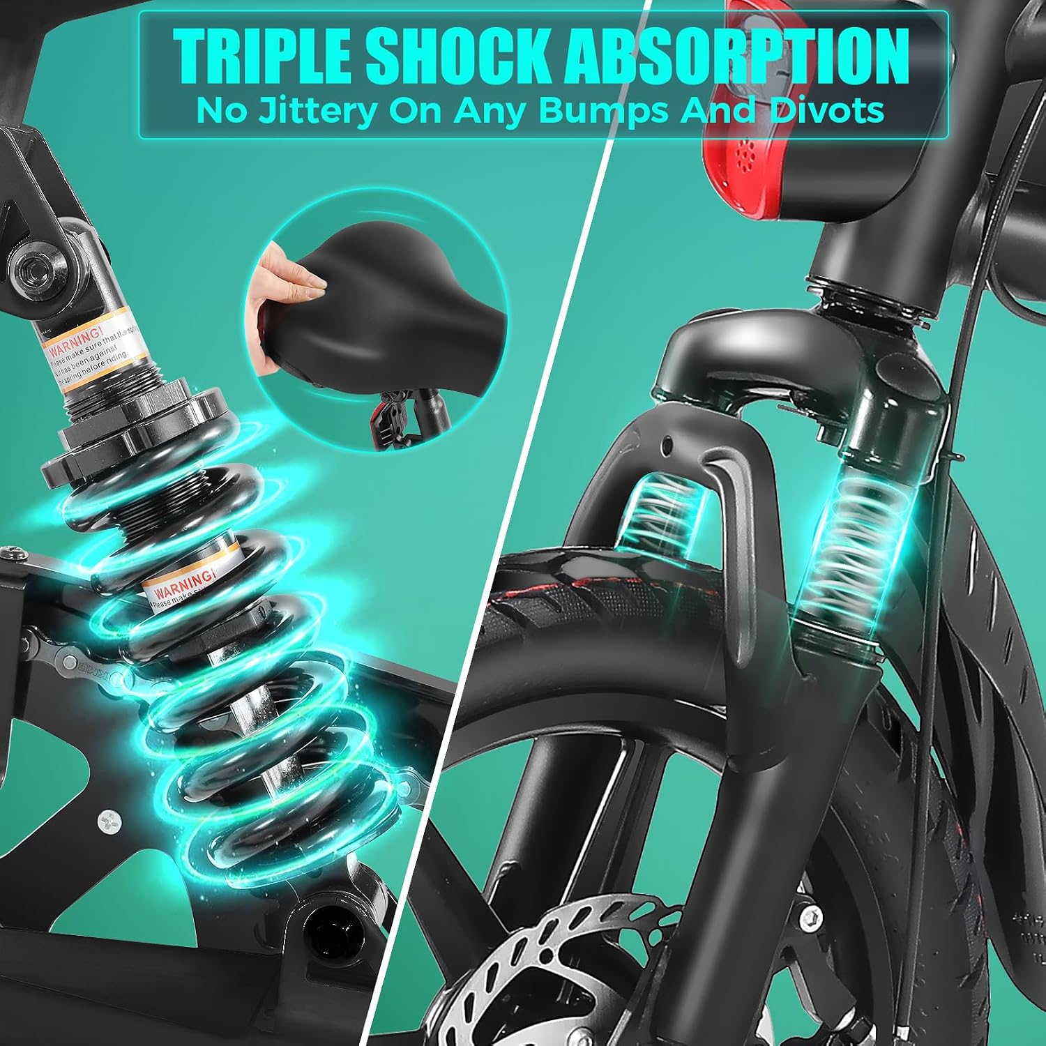 ANCHEER Folding Electric Bike for Adults, 374Wh Ebike, 20MPH Electric Bikes, 14' Foldable Electric Bicycle, 20-50 Miles Electric Bikes, E Bike, LCD Display, Dual Suspension, UL2849 Compliant