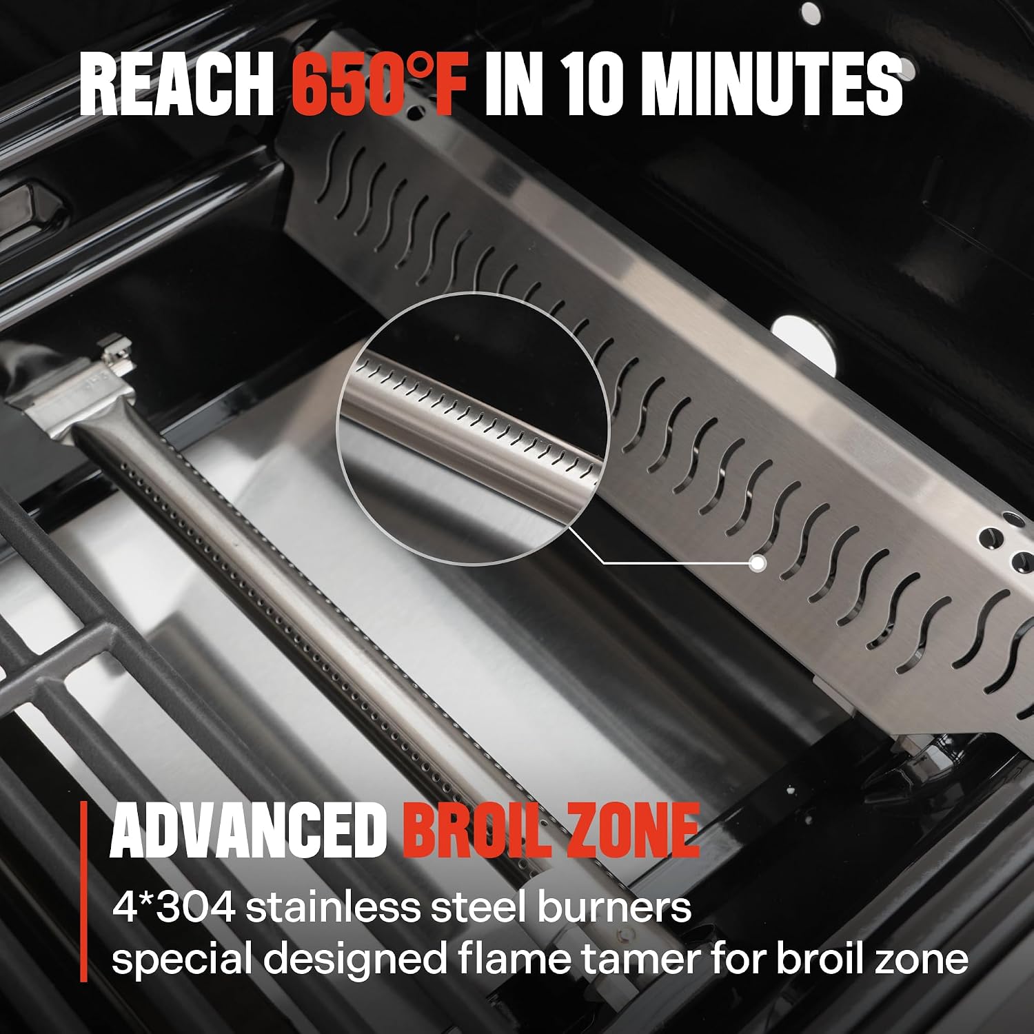 Monument Grills 4 Burner Propane Gas Grill, Stainless Steel Outdoor Patio Barbecue Grill with Smoker Box, with Broil Zone Fast Heating, Knob Control, and Easy Cleanup, M410MBZ