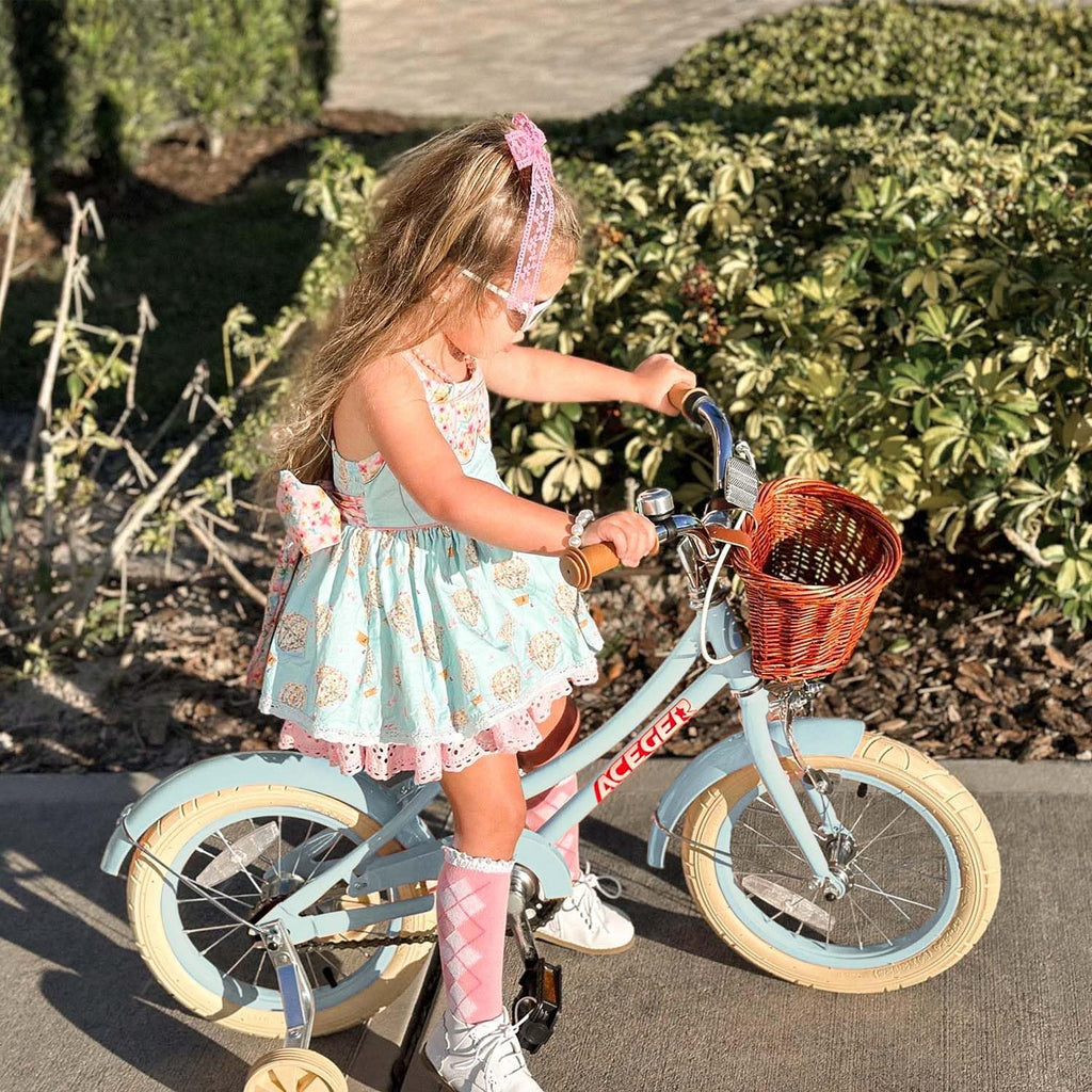 ACEGER Retro Princess Kids Bike with Basket for 3-12 Years Old Girls, Included Coaster Brake & Caliper Brake, 14 16 18 Inch with Training Wheels, 20 Inch with Kickstand, Vintage Bicycle for Gifts.
