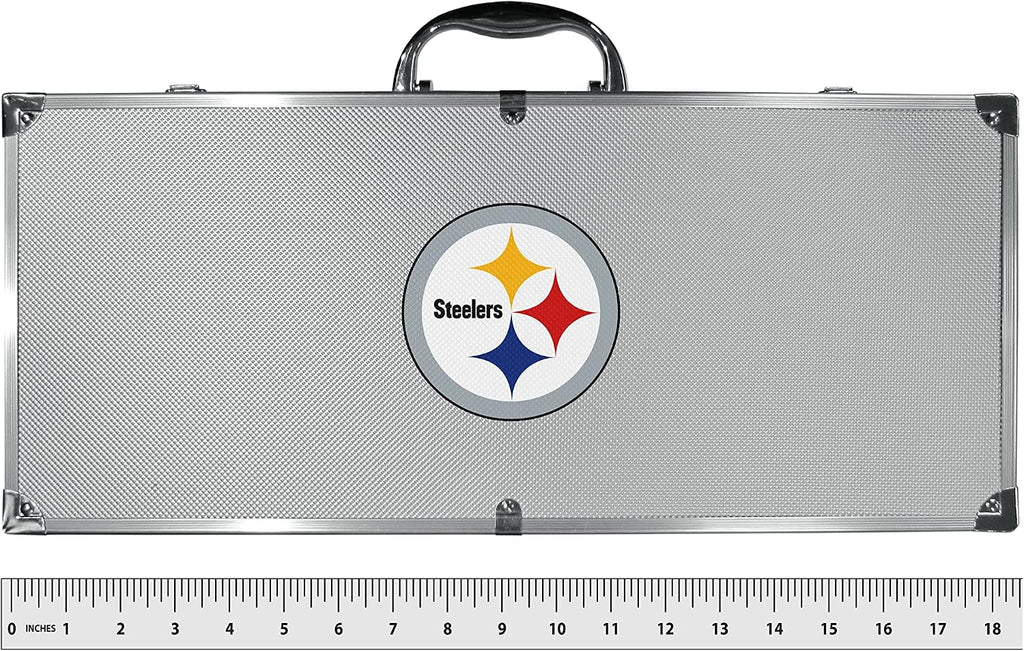 NFL Siskiyou Sports Fan Shop Pittsburgh Steelers Steel Tailgater BBQ Set w/Case 8 piece Gray