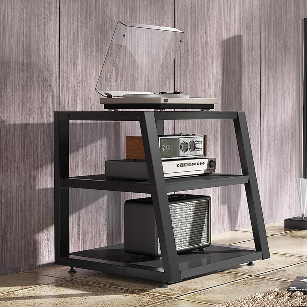 AV Cabinet Audio Rack - Media Stand & Stereo Cabinet for Home/Office/Theater - Stylish Audio Tower for DVD Players - Black 60cm/23.6in - Durable & Space-Saving Design