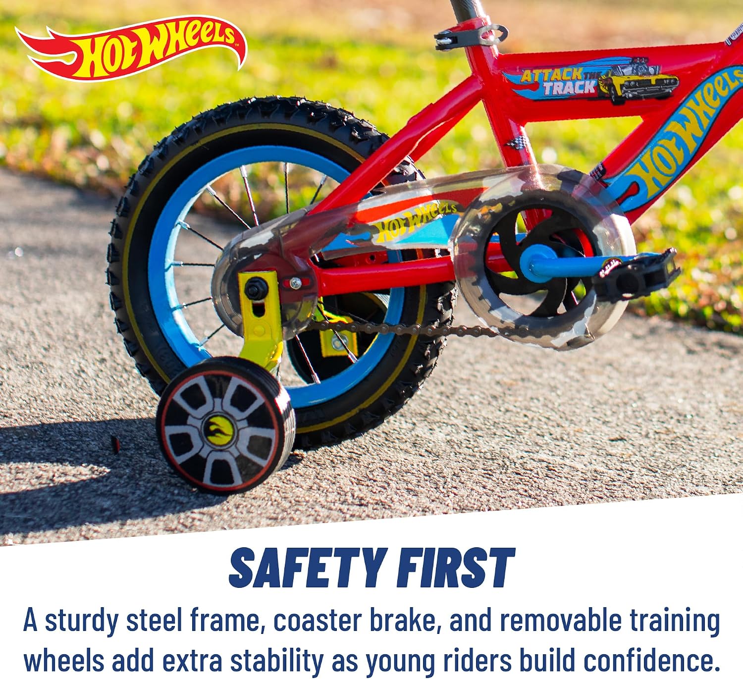 Dynacraft Hot Wheels Boys BMX Bikes Sizes 12' - 18' for Ages 3-9 Years in red, Black, with Handlebar rev Grip Play Feature