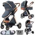 Nine point nine 2 in 1 Baby Stroller, Reversible Convertible Infant Stroller of One-Click Folding, Newborn Travel Strollers Toddler Standard Pram Carriage (225 Blue)