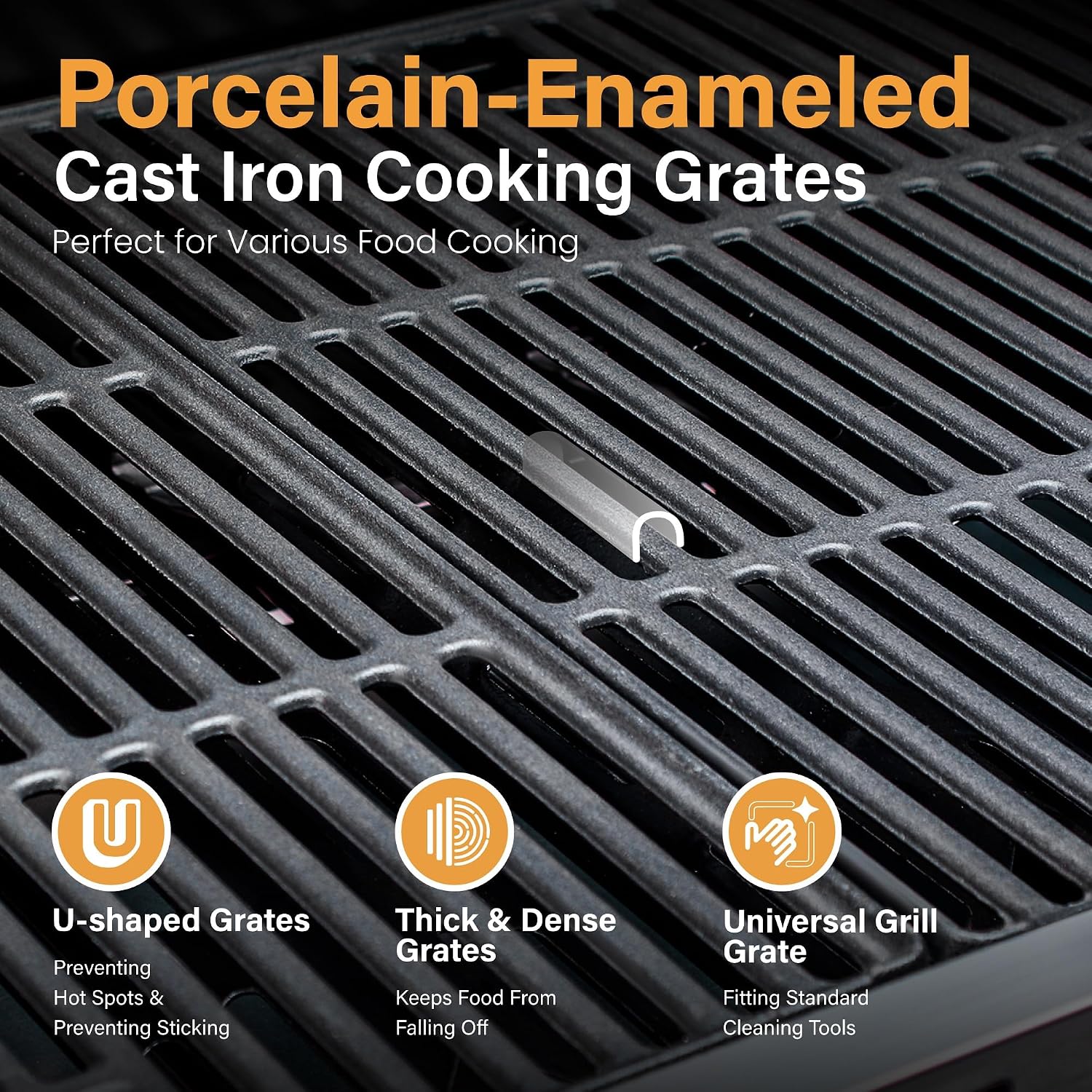 Sophia & William 4-Burner Propane Gas BBQ Grill with Side Burner and Porcelain-Enameled Cast Iron Grates, Stainless Steel Barbecue Grills Outdoor Cooking, Silver Cabinet Style, 42,000BTU
