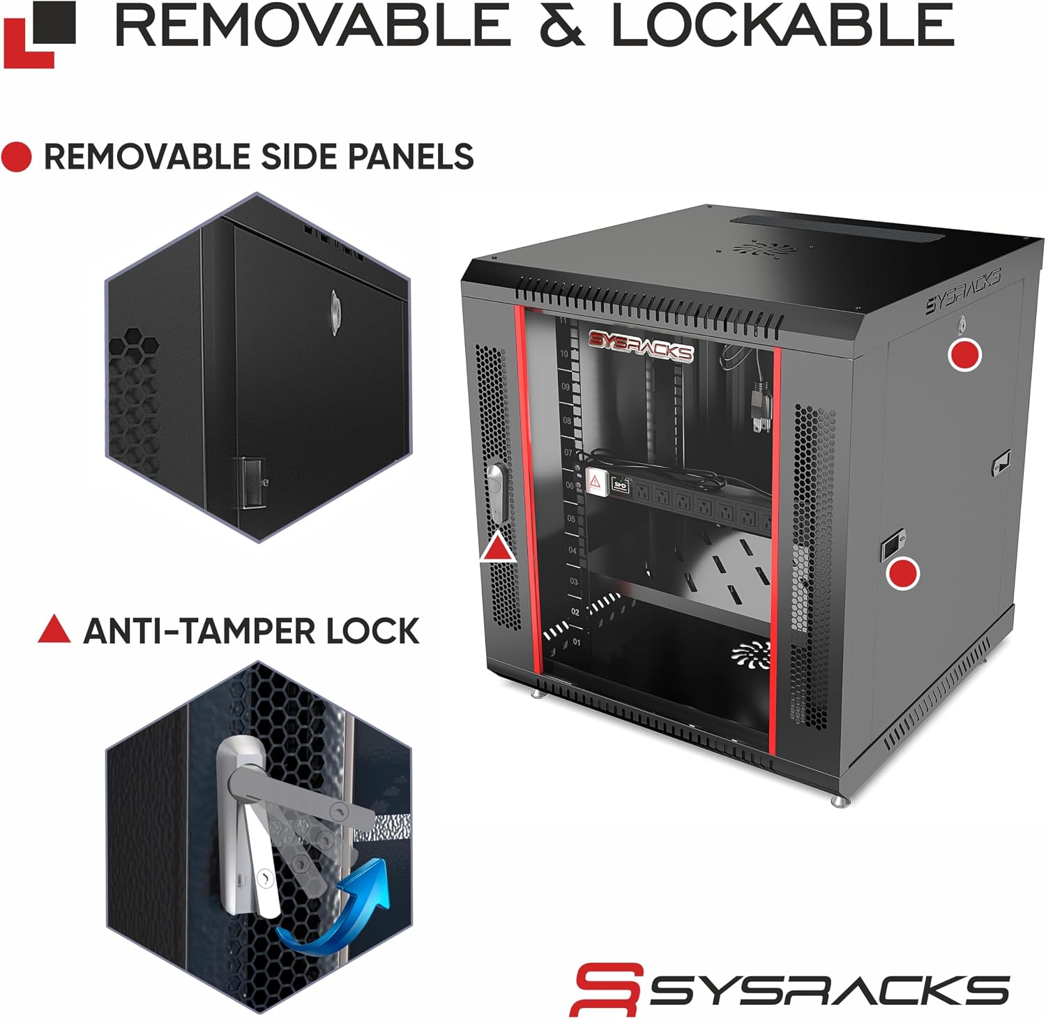 12U Wall Mount Server Rack Cabinet – 19' Network Rack Enclosure, 18' Deep Data Rack Cabinet with Fan, PDU & Shelf for IT Equipment, Switches and Patch Panel