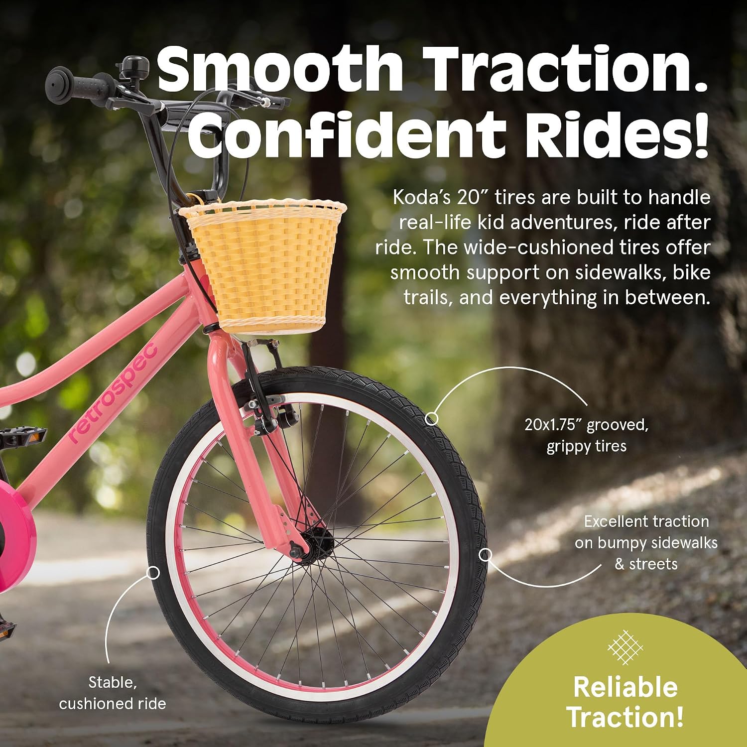 Retrospec Koda Plus Kids Bike for Boys & Girls Ages 6-8 Years - Children's Bicycle, Adjustable Seat & Handlebars