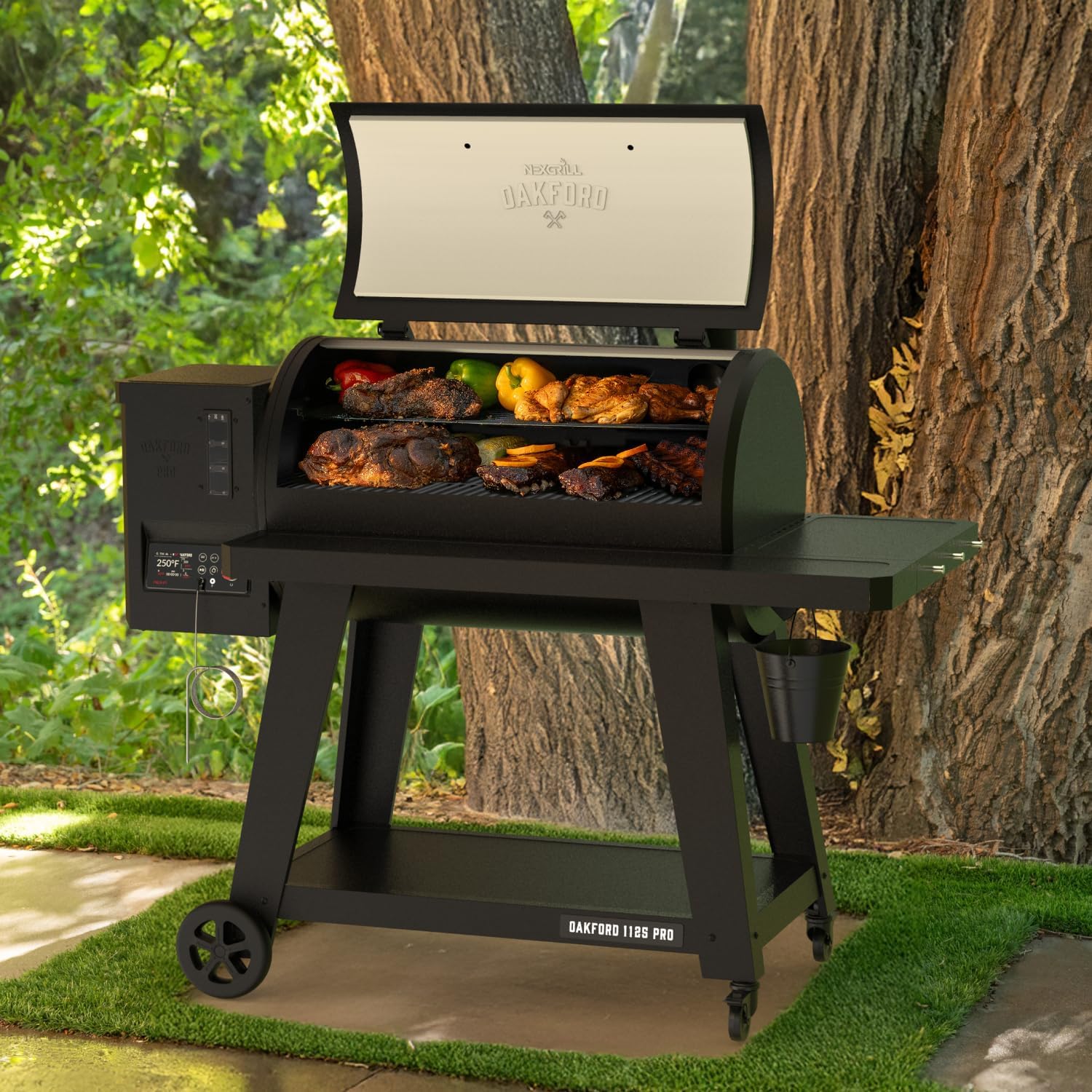 Oakford 1125 Pro Pellet Gril with 1069 SQ In Cooking Area, Cast Iron Grates, I-Site View Indicator, Heavy Duty Pellet Smoker Grill with Bluetooth Connectivity - 910-0513