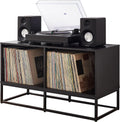 Crosley Furniture Enzo Medium Vinyl Record Storage TV Stand and Entertainment Center, Media Console, Black
