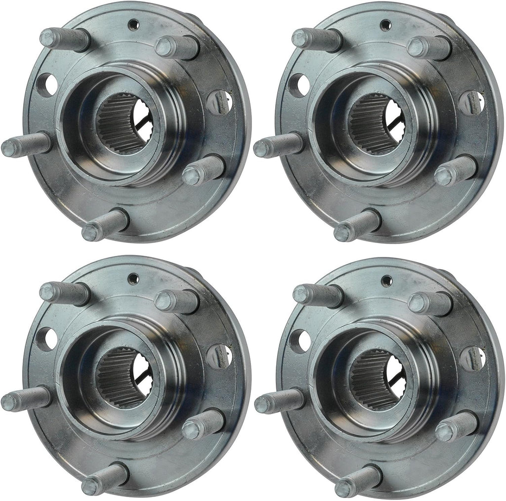 TRQ Front and Rear Wheel Bearing and Hub Assembly Set 4 Piece Compatible with 2006-2009 Pontiac Solstice 4 Wheel ABS 2007-2010 Saturn Sky