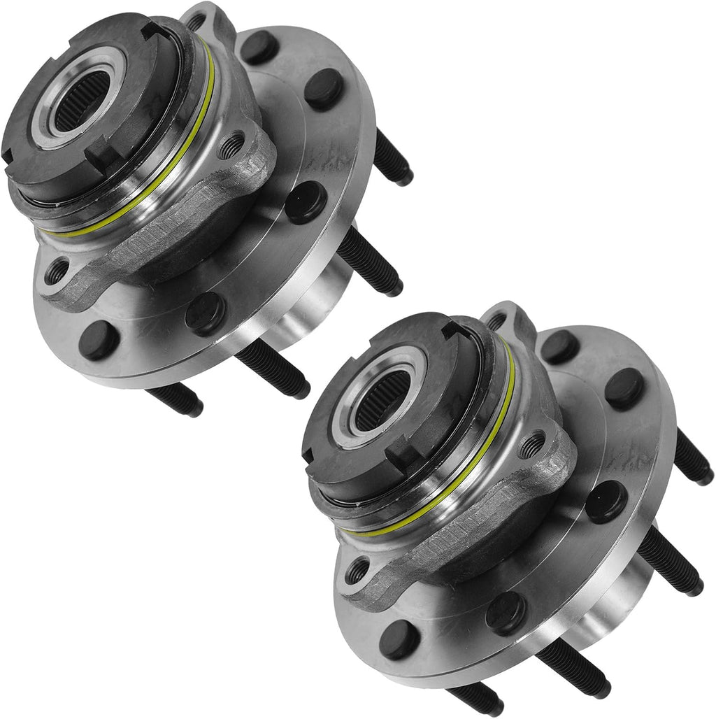 TRQ Front Driver and Passenger Side Wheel Bearing and Hub Assembly Set 2 Piece Compatible with 2000-2001 Ford F-250 Super Duty 4 Wheel Drive 2 Wheel ABS Brakes Single Rear Wheels SRW