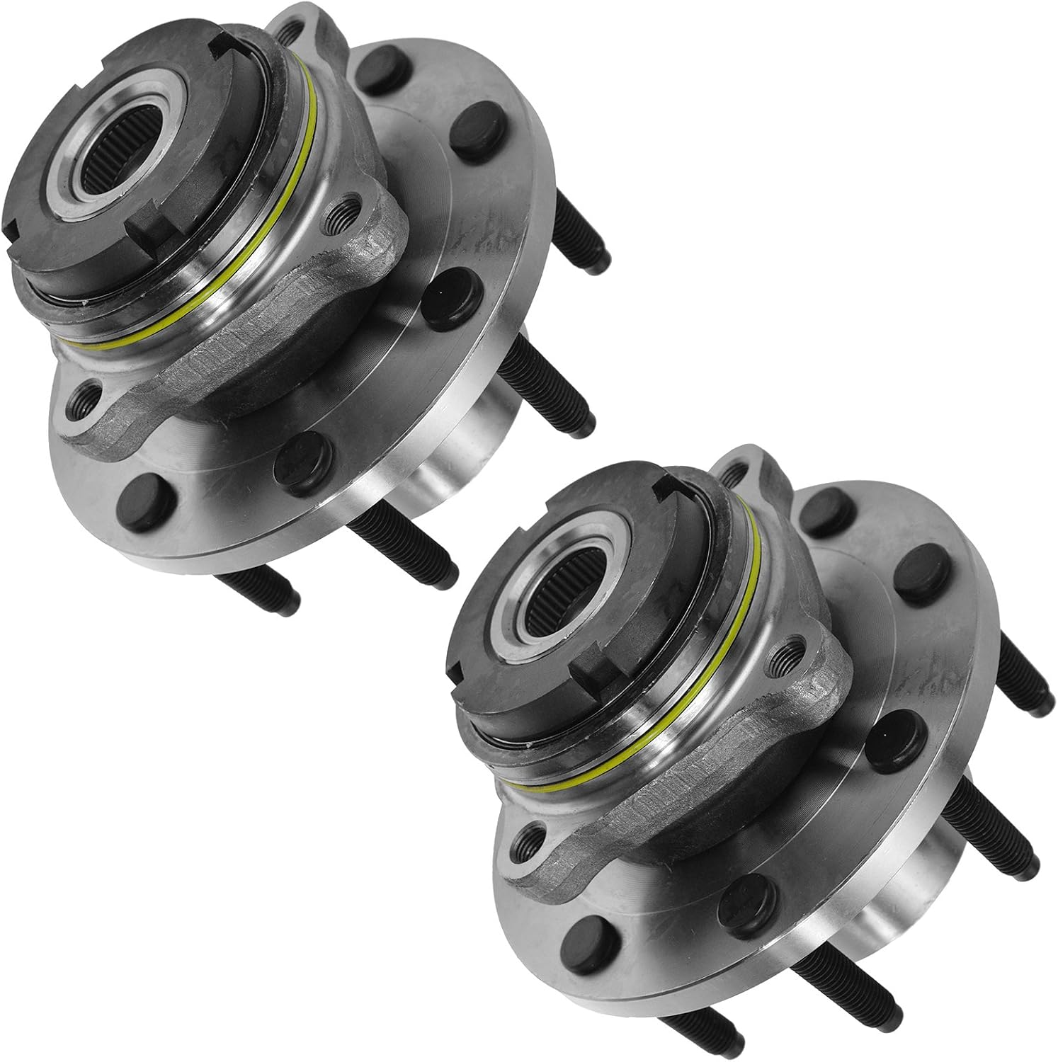TRQ Front Driver and Passenger Side Wheel Bearing and Hub Assembly Set 2 Piece Compatible with 2000-2001 Ford F-250 Super Duty 4 Wheel Drive 2 Wheel ABS Brakes Single Rear Wheels SRW
