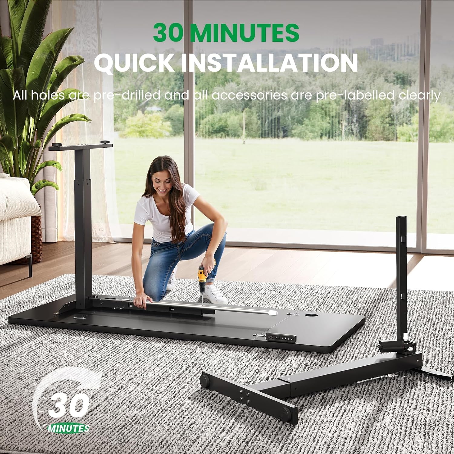 SIAGO Electric Standing Desk Adjustable - 55 x 24 Inch Sit Stand up Desk with 0.8 Inch Thick Tabletop - Adjustable Height Table with 3 Memory Preset, Cable Management for Home Office