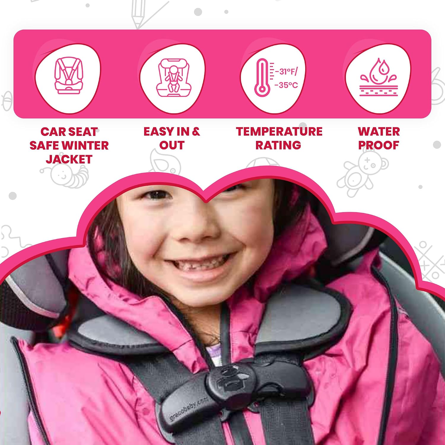 ONE KID Car Seat Coat | The Road Coat Arctic, Years 2-10